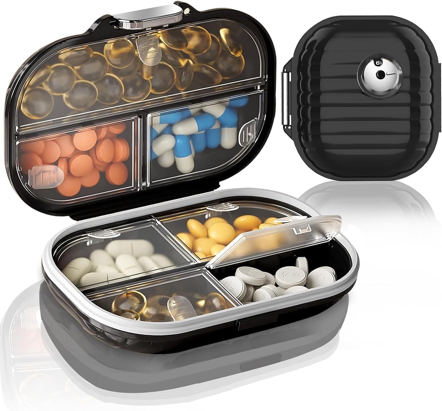 Bukela Travel Pill Organizer, 2 Pack Portable Pill Box 7 Day, Supplements Medication Tracker Travel Essentials, Small Pill Case Moisture Proof Daily Medicine Vitamin Container for Vitami