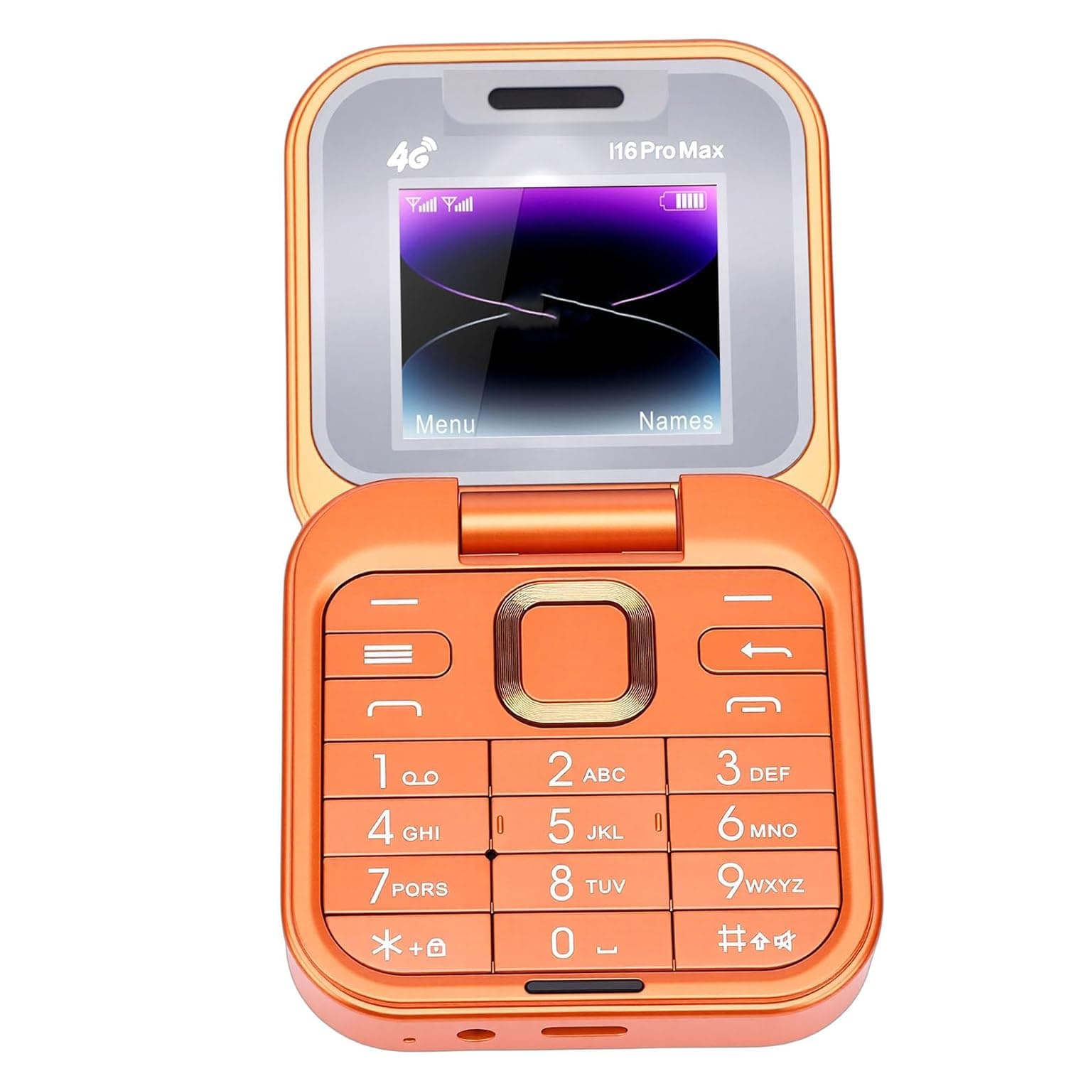 4G Flip Phone, Dual SIM GSM Unlocked, 1.77 Inch Display, Bluetooth 5.0, with 128GB Memory Card Support and FM Radio, for Seniors, Travel, Work and Backup Use (Orange)