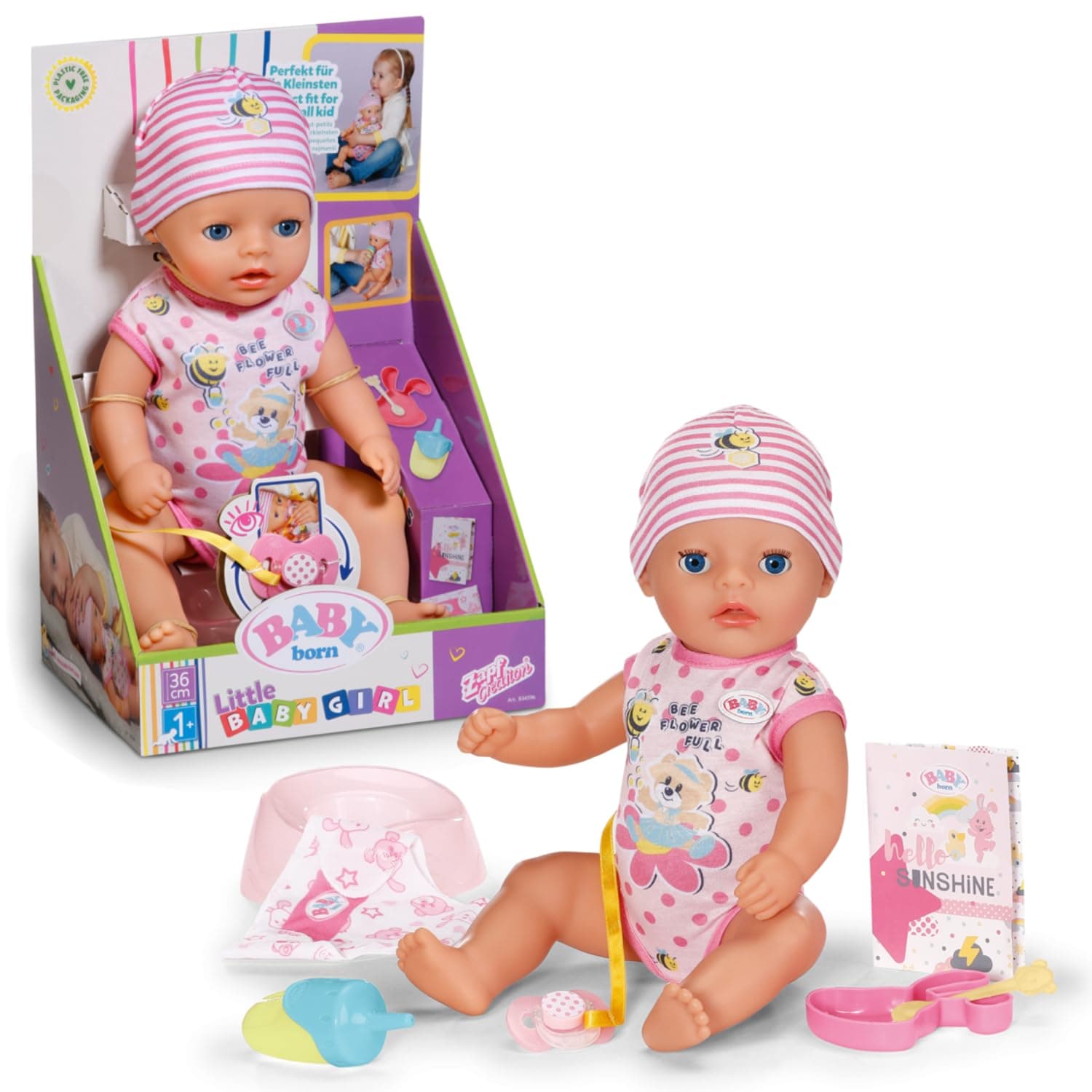 BABY born Little Magic Girl 36cm (Open Box) | Accessories included, works without batteries, 36 cm functional doll, from 1 year