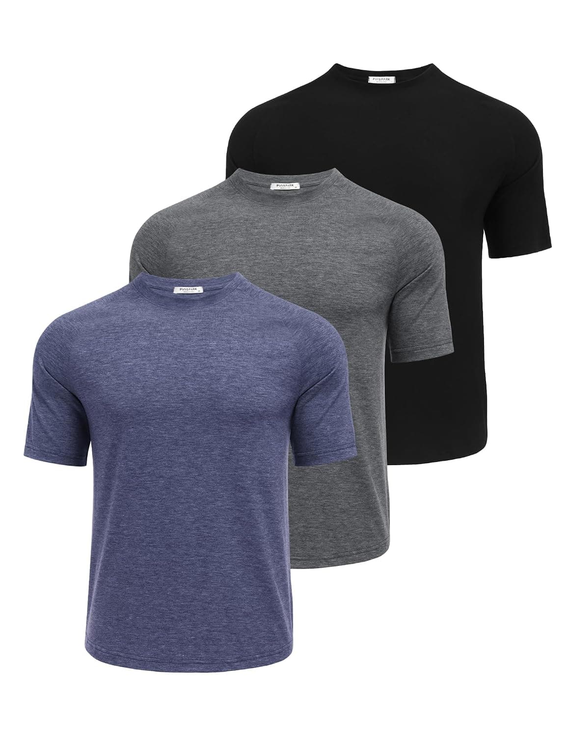 PINSPARK Men's 3 Pack Workout Shirts - Quick Dry Gym Athletic Shirts Moisture Wicking Short Sleeve T Shirts