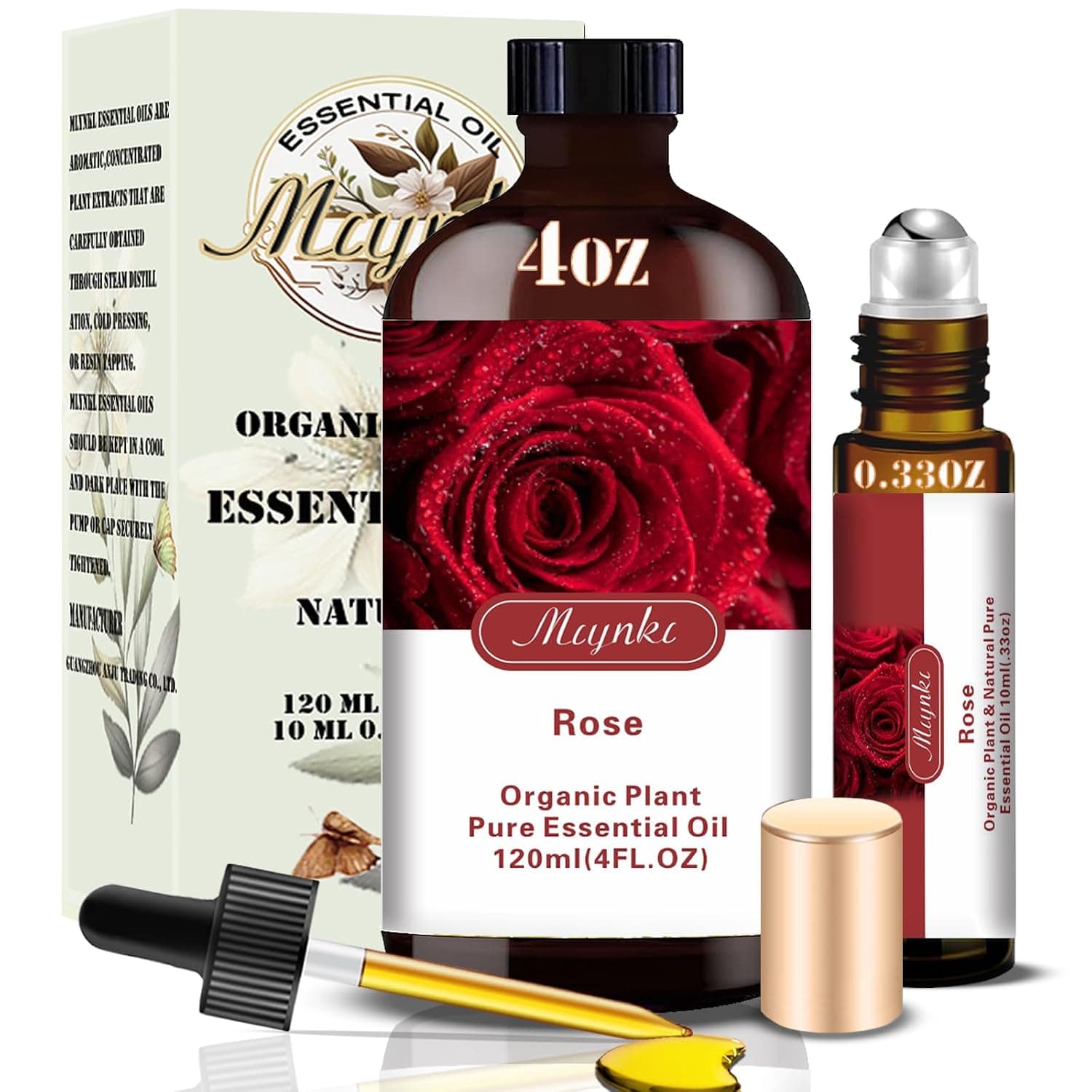 زيت الورد العطري من ملينكل - زيت عطري برائحة الورد 130 مل (4.8 اونصة) - رائحة طبيعية نقية 100% للموزعات والشموع وصناعة الصابون والعلاج العطري - للاسترخاء المنزلي والهدايا
