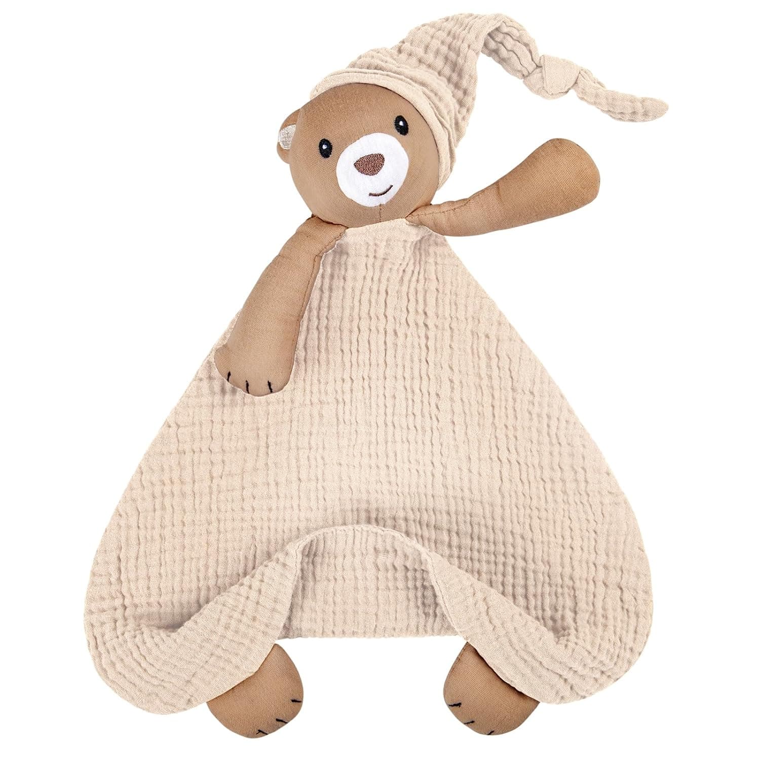 lulumoon Bear Baby Security Blanket: Skin-Friendly Muslin Snuggle Lovey