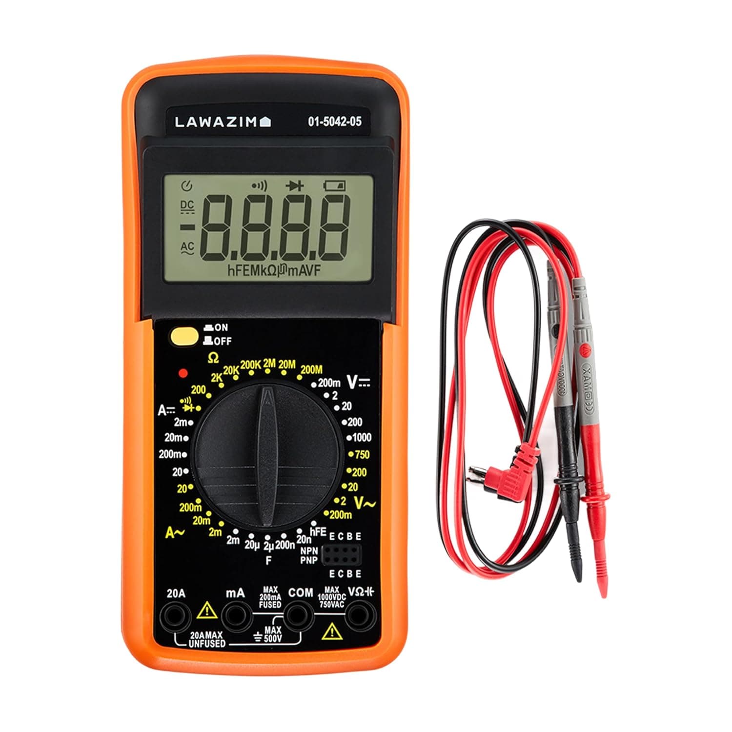 Lawazim Digital Multimeter - Auto-Ranging AC/DC Voltage Current Resistance Tester with LCD Display and Silicone Case - Ideal for Home, Automotive, and Electronics Use