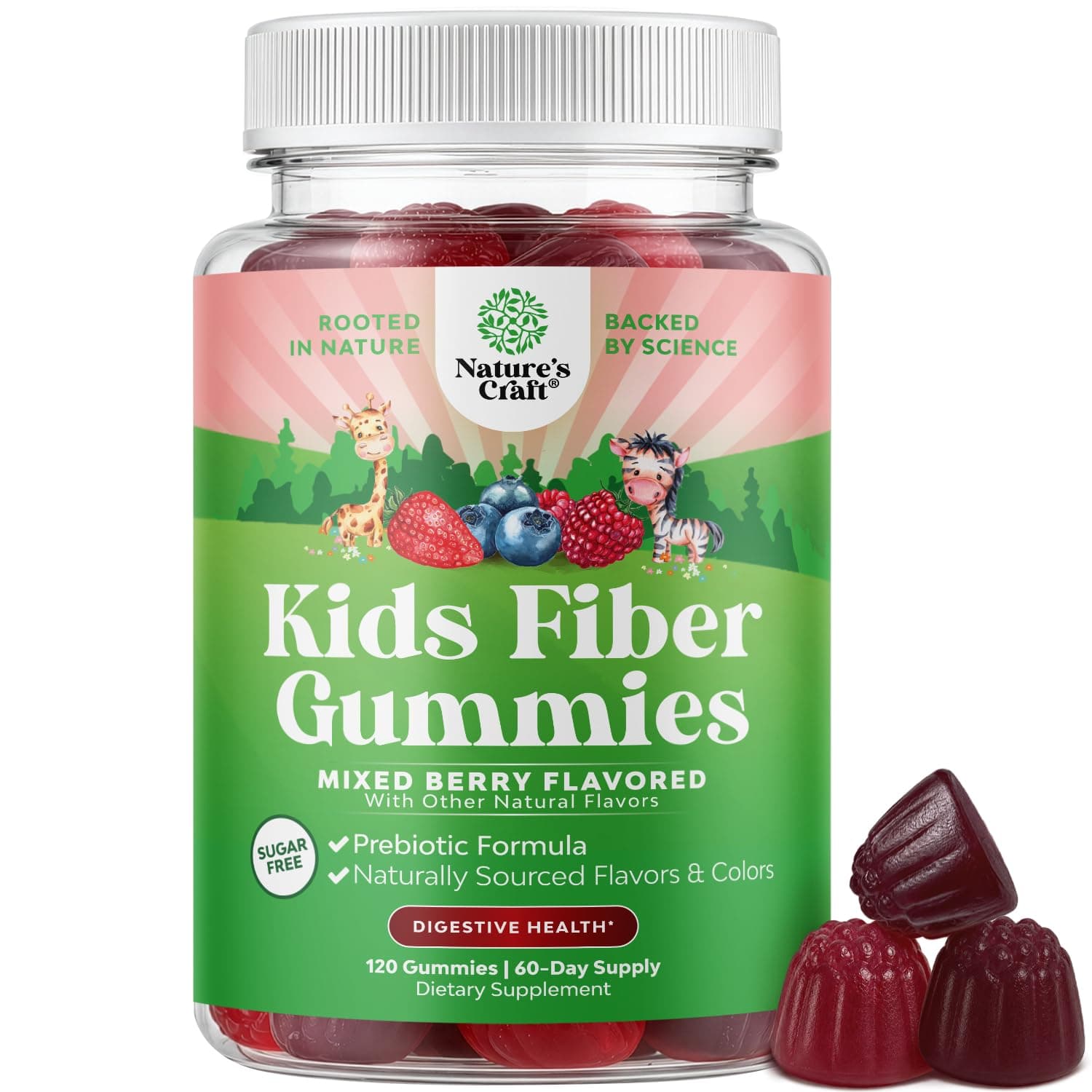Natures Craft High Prebiotic Fiber Gummies for Kids - Dietary Fiber Supplements for Digestion & Constipation - Chicory Root Gummies for Kids That Improve the s