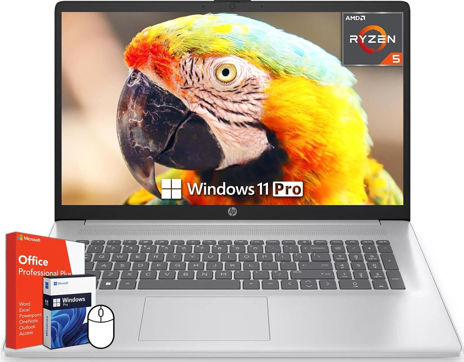 HP 17 inch Laptop, AMD Ryzen 5 7430U, 32 GB RAM, 1 TB SSD, 17.3" FHD Display, AMD Radeon Graphics, Long Battery Life, Anti-Glare,Wi-Fi 6, Microsoft Office Lifetime License & Windows 11 Pro