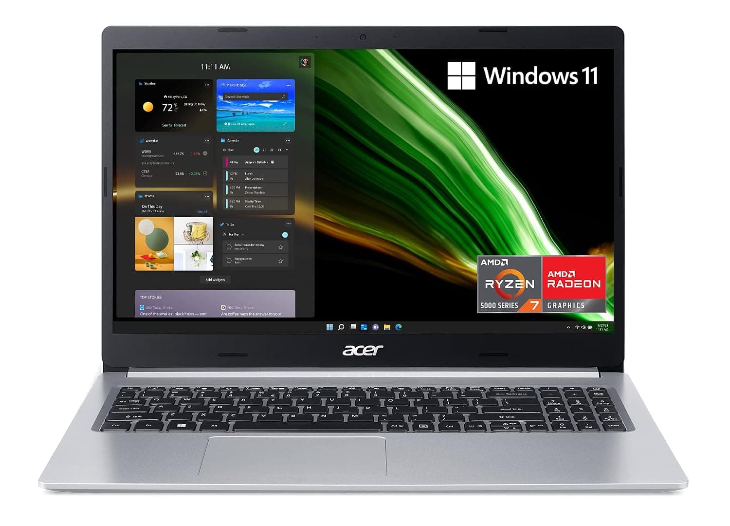 Acer Aspire 5 A515-45-R8K1 Slim Laptop | 15.6" Full HD IPS | AMD Ryzen 7 5700U Octa-Core Mobile Processor | AMD Radeon Graphics | 8GB DDR4 | 512GB NVMe SSD | WiFi 6 | Backlit KB | Windows 11, Silver