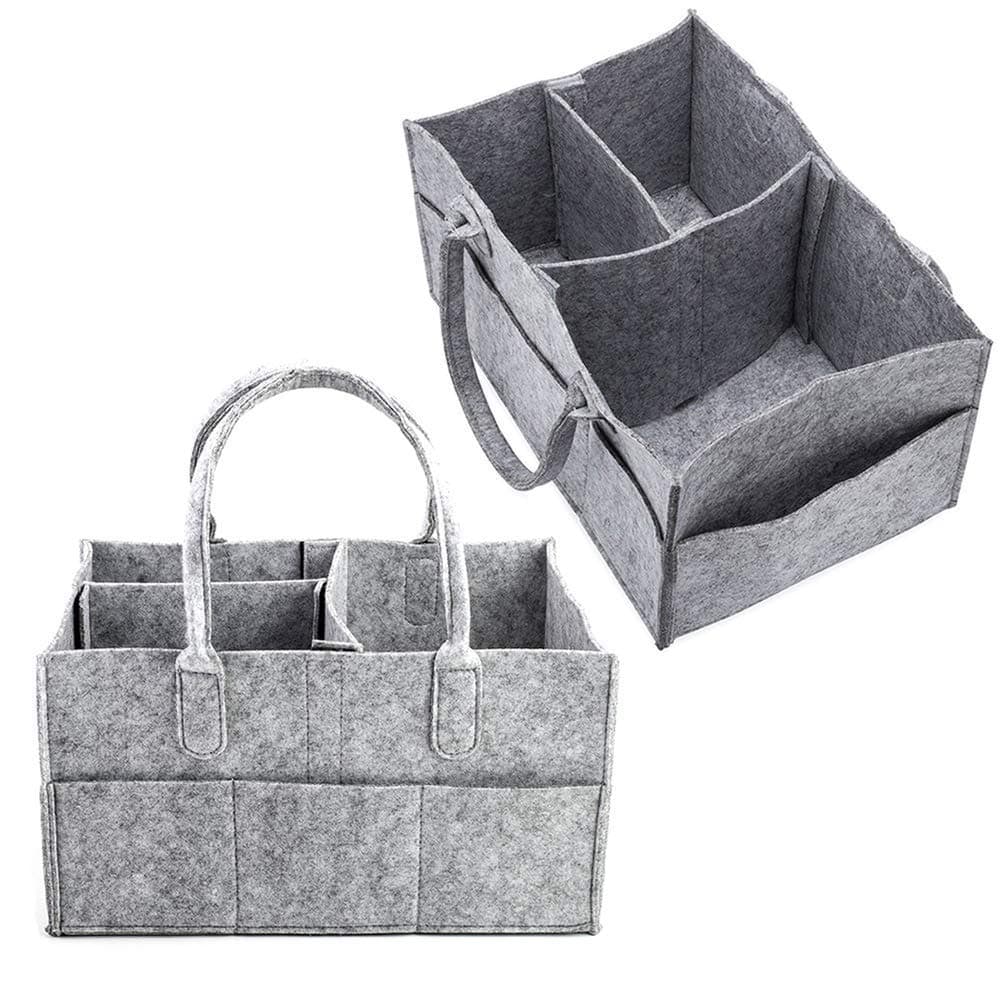 Baby Diaper Organizer Infant Diaper Caddy Organizing Felt Basket Portable Nursery Storage Bin Portable Holder Bag for Changing Table and Car Nursery Essentials Grey