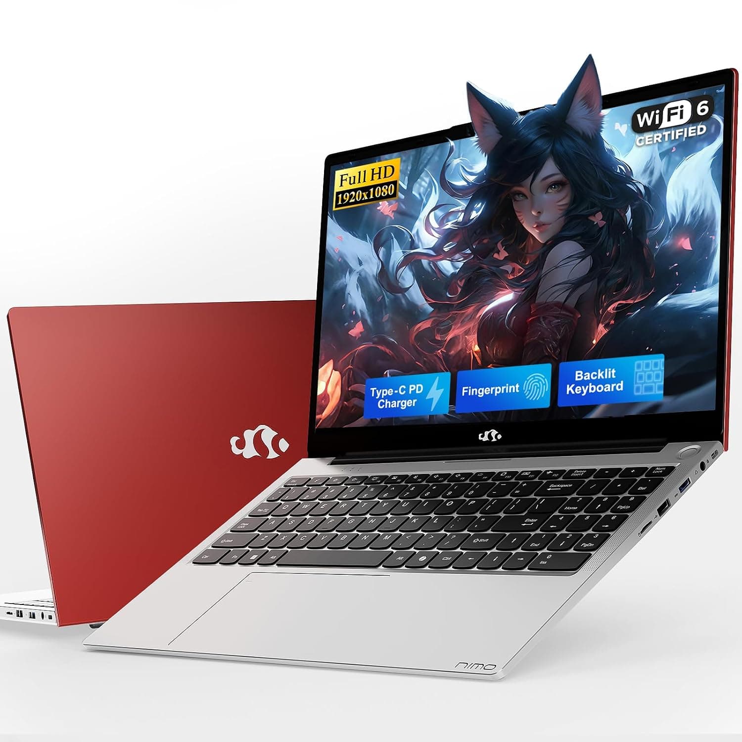 NIMO 15.6" FHD Business Laptop Computer, Quad-Core Processor(Beats i3-1115G4), Laptop 8GB RAM 256GB SSD with Backlit Keyboard Fingerprint 65W PD Fast Charging, Student Laptop for College School