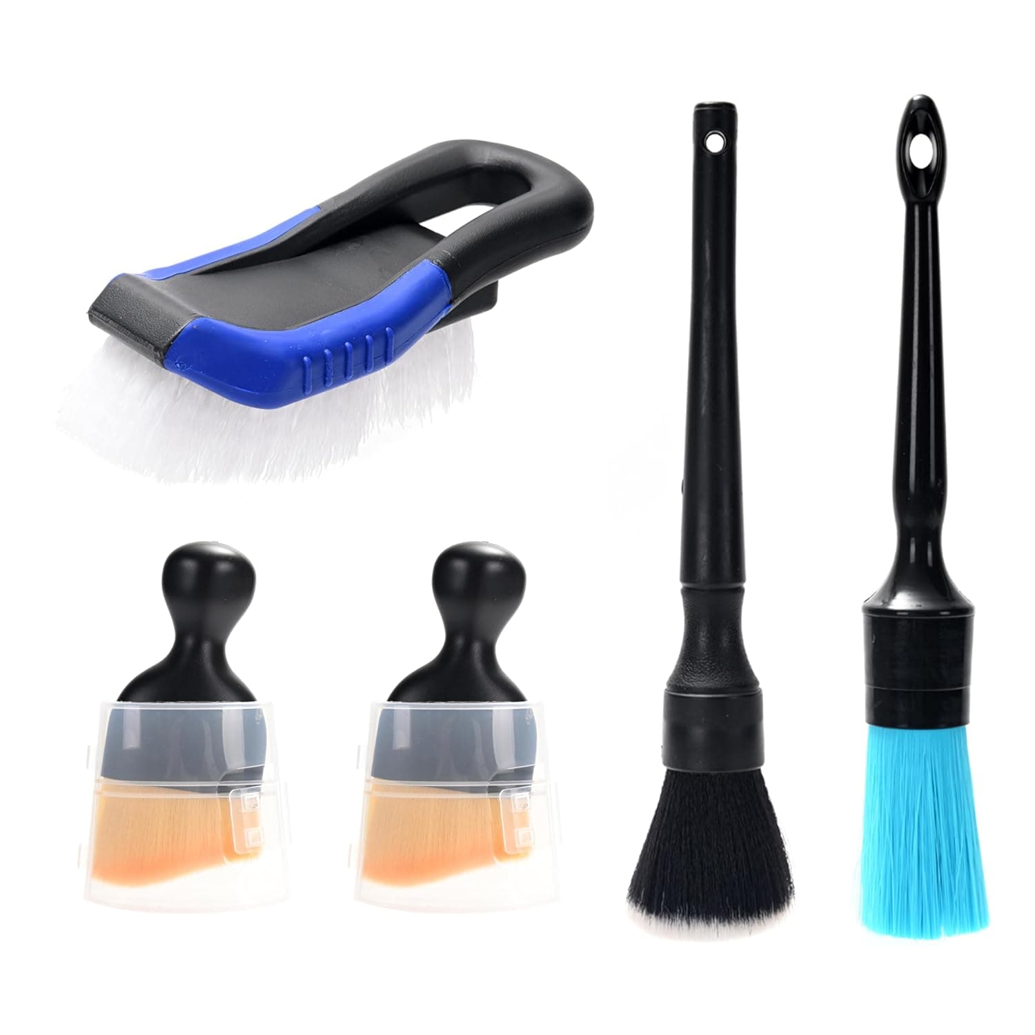 Lawazim 5PCS Car Detailing Brush Set - 2 Vent Cleaning Brushes, 2 Interior Detailing Brushes, and a Carpet Cleaning Brush - Multi-Use Automotive Interior Detailing Kit, Universal for Most Vehicles
