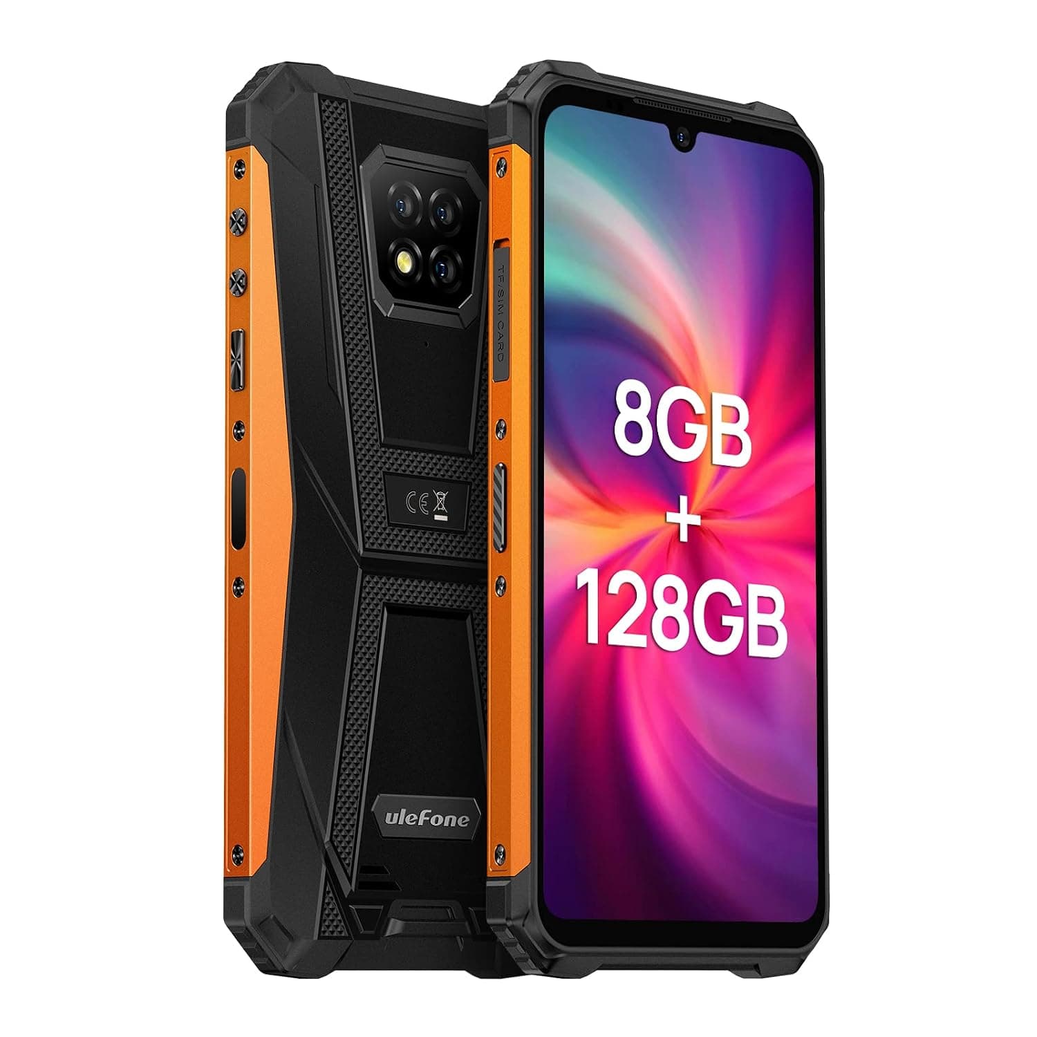 Ulefone Armor 8 Pro Rugged Phone Android 11 8GB+128GB Waterproof Cell Phone,Helio P60 Octa-core 16MP Triple Rear Camera, 6.1" HD+ Display 5580mAh Battery, Global Dual SIM 4G Mobile Phone -Orange