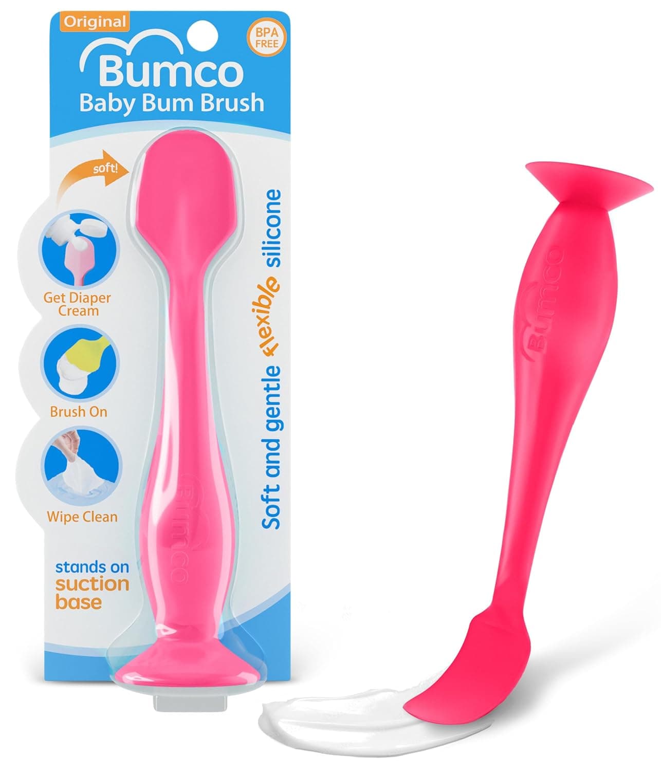 Baby Bum Brush Bumco Diaper Cream Spatula - for Butt Paste Diaper Cream, Baby Butt Cream Diaper Cream Applicator, Butt Spatula Baby Necessities, Diaper Cream Brush, Pink