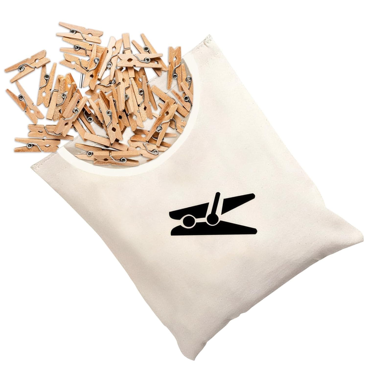 Clothespin Storage Bag with Hanger Peg Bag for Washing Line Rotatable Clothespin Organizer Canvas Laundry Peg Holder Reusable Laundry Accessories for Outdoor Indoor Clothes Drying (Beige)