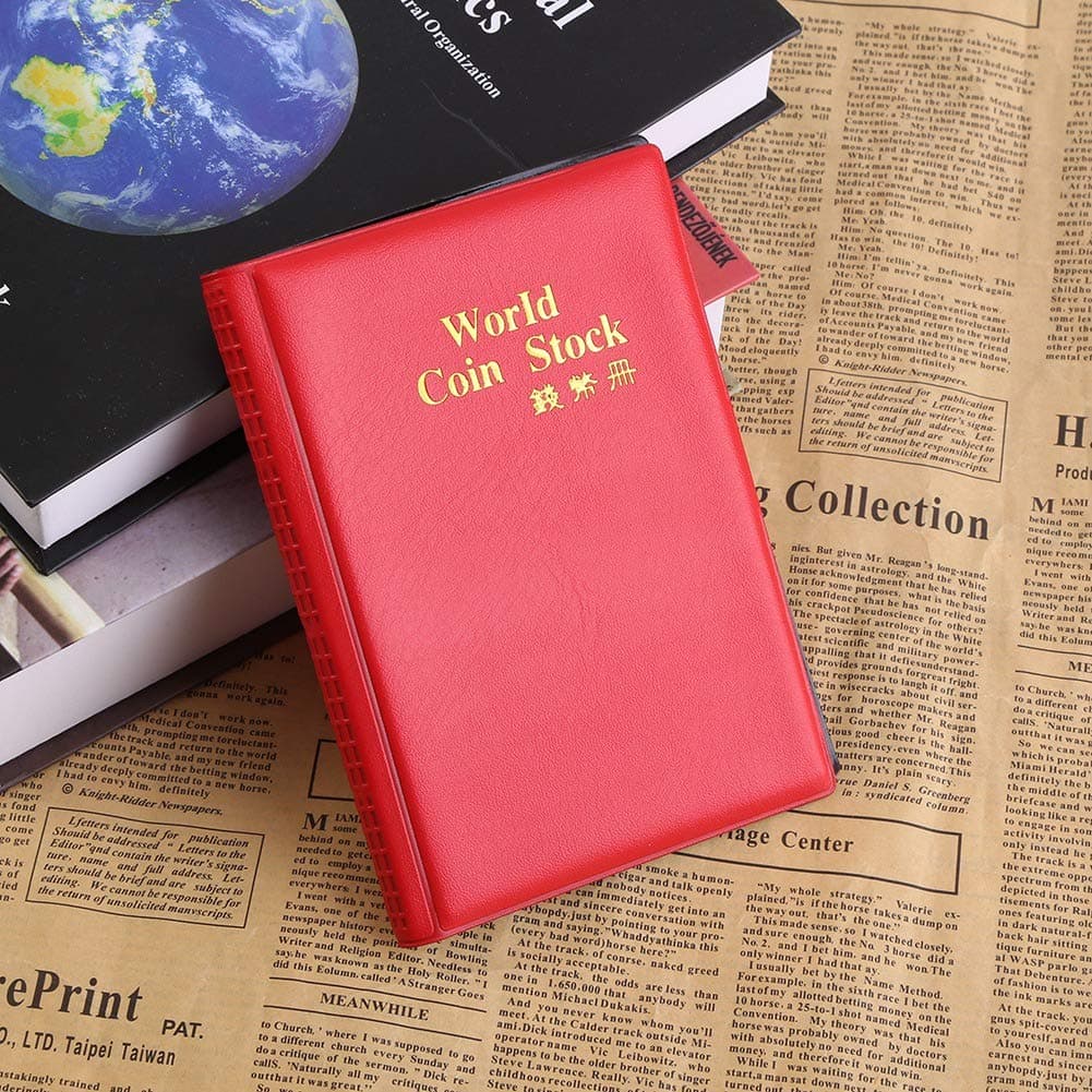 120 Pockets 10 Pages World Storage Folder Album Collection Holder Book (Red)