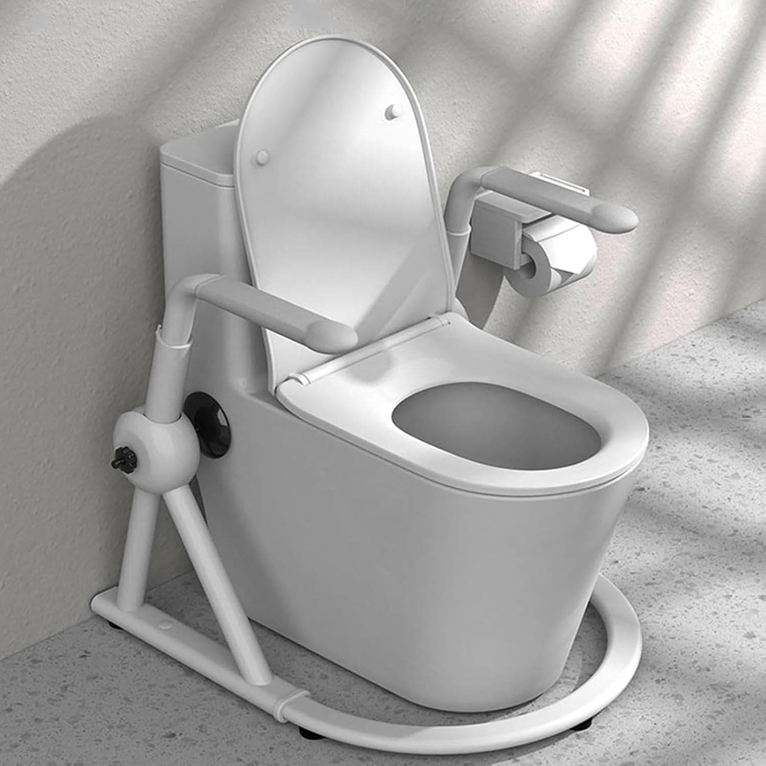Toilet Safety Rail, Toilet Safety Frame with Foldable Arms, Adjustable Height Bathroom Handrails, Provides Support for Seniors,Pregnant,Disabled