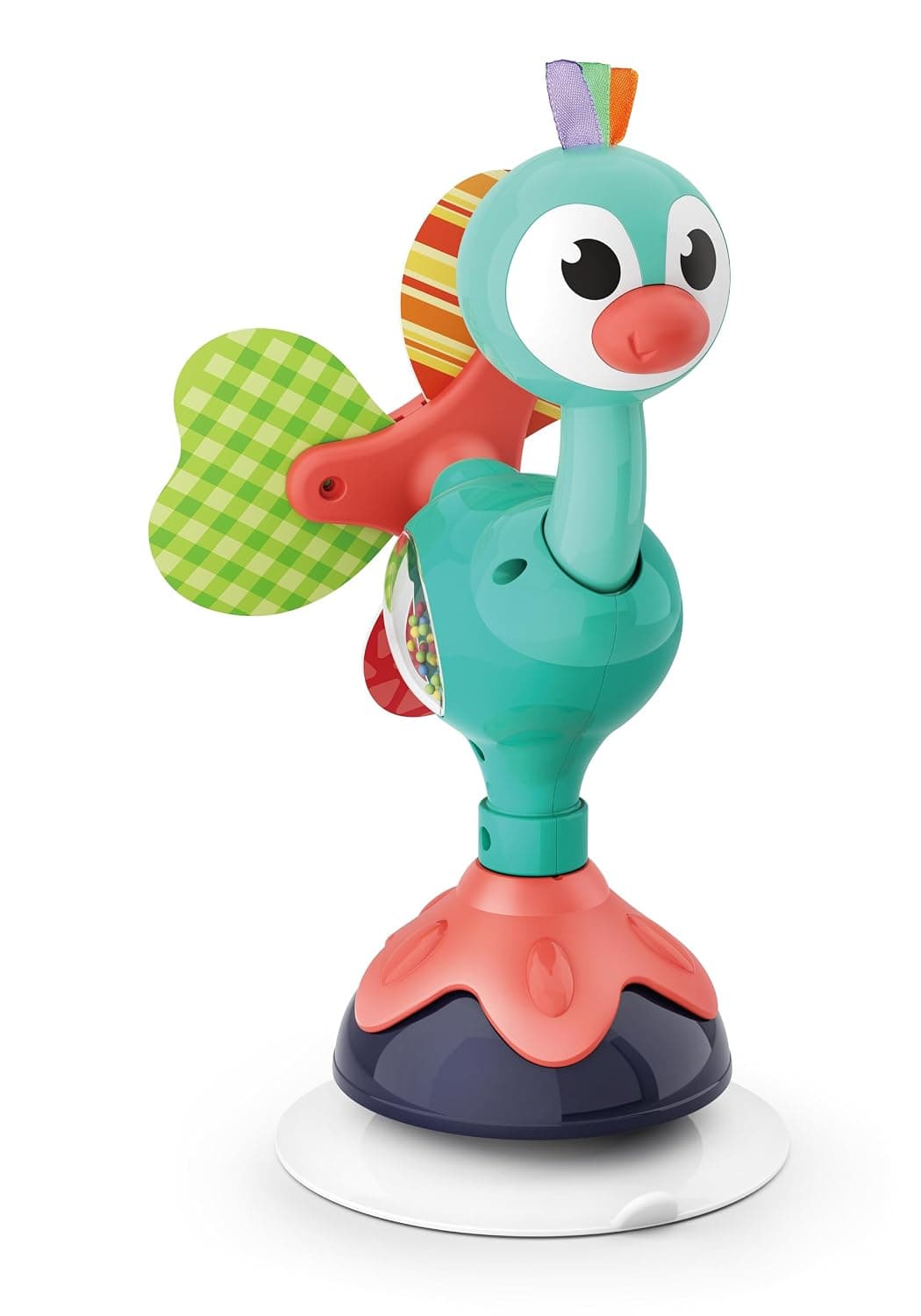 Hola Peacock Highchair Toy with Suction – Sensory Development Toy for Babies 6M+, Stimulates Vision, Hearing, and Touch, Fine Motor Skills, Non-Toxic and Easy to Clean, Mealtime Toys