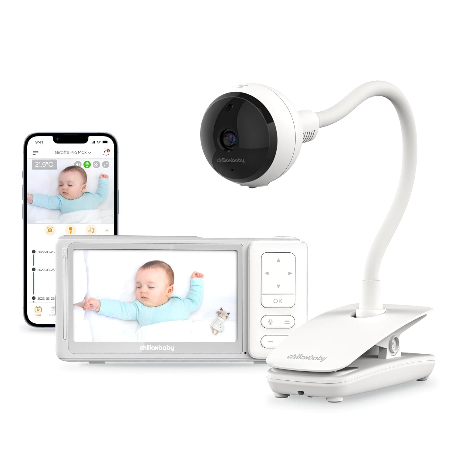 CHILLAX Baby Monitor with Camera and Audio, No WiFi or WiFi Optional,1080p