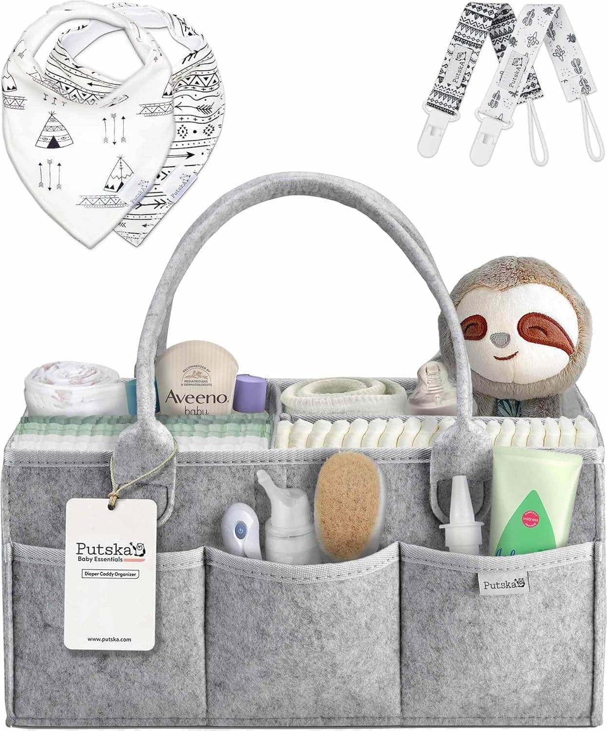 Baby Nappy Caddy Organiser Set - Baby Shower Gifts, Newborn Essentials, New Baby Boy and Girl Gifts