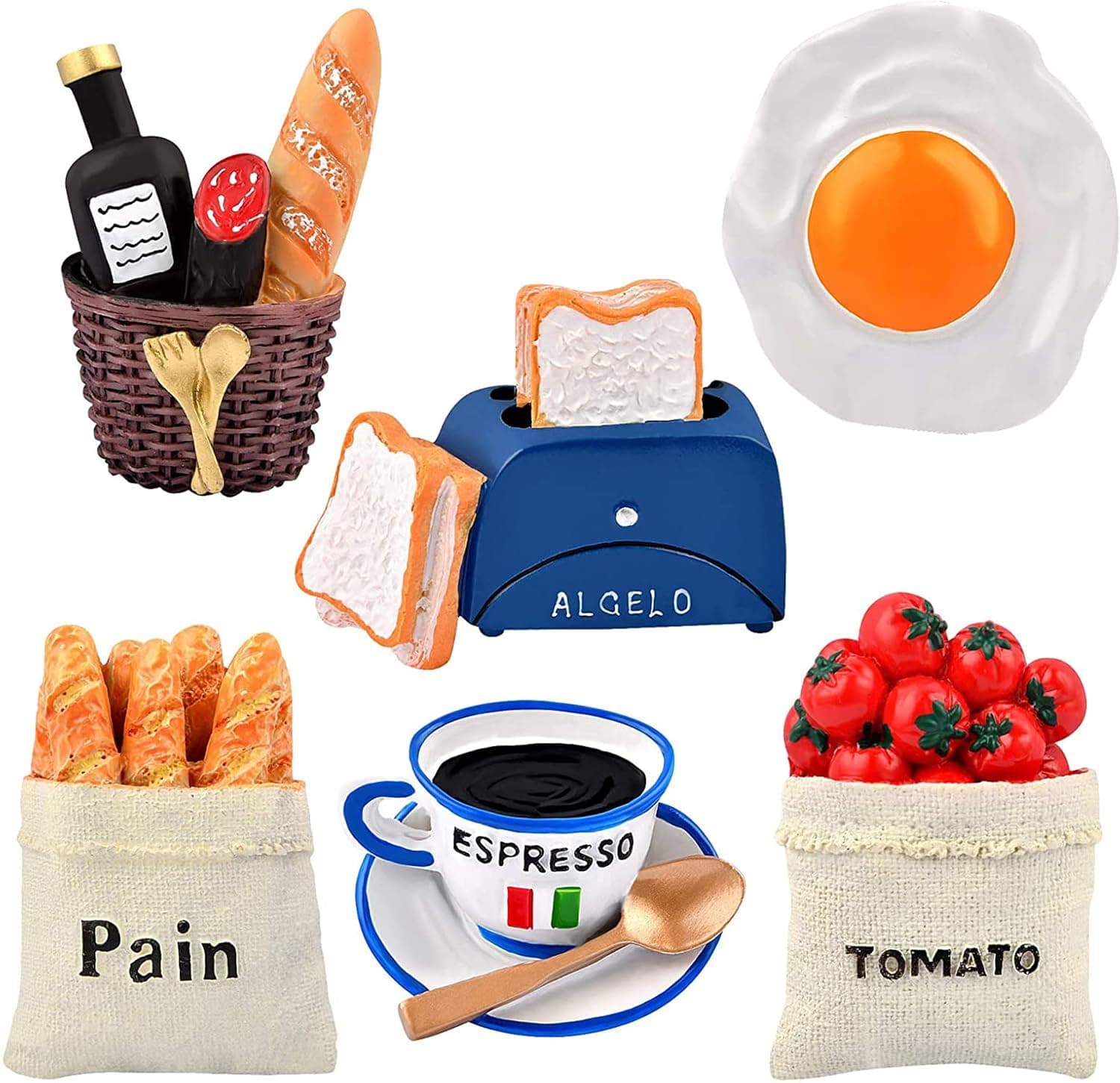 اليكدون مغناطيس ثلاجة طعام لطيف، مغناطيس ثلاجة ثلاثي الابعاد من الراتنج، مغناطيس مبتكر طبيعي على شكل طعام للثلاجة والسبورة البيضاء المغناطيسية او السبورة السوداء، 6 قطع