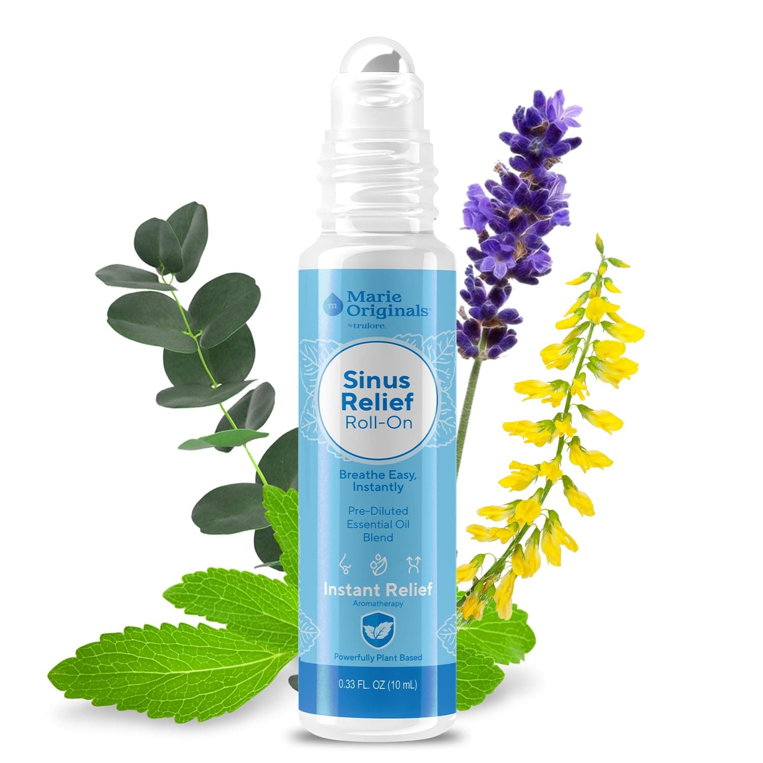 Marie Originals Breath Blend Essential Oils Sinus Roll on | Natural Eucalyptus, Peppermint Lavender Essential Oil Roll on | Aromatherapy Support for Clear Breathing, Head Ease, Relaxation | 10 mL