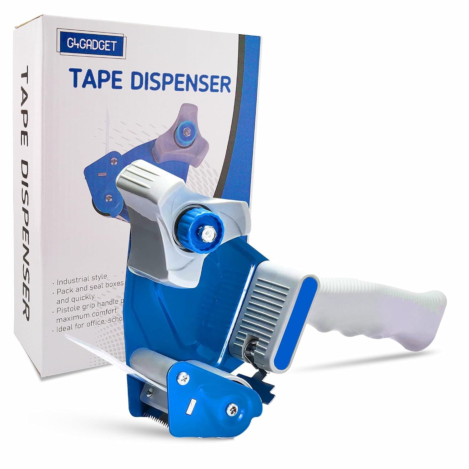 G4GADGET Heavy Duty Tape Gun Dispenser – Ergonomic Metal Packing Tape Dispenser for Moving Boxes, Warehouse & Office Use – Efficient Sealing Tool with Adjustable Tension Control