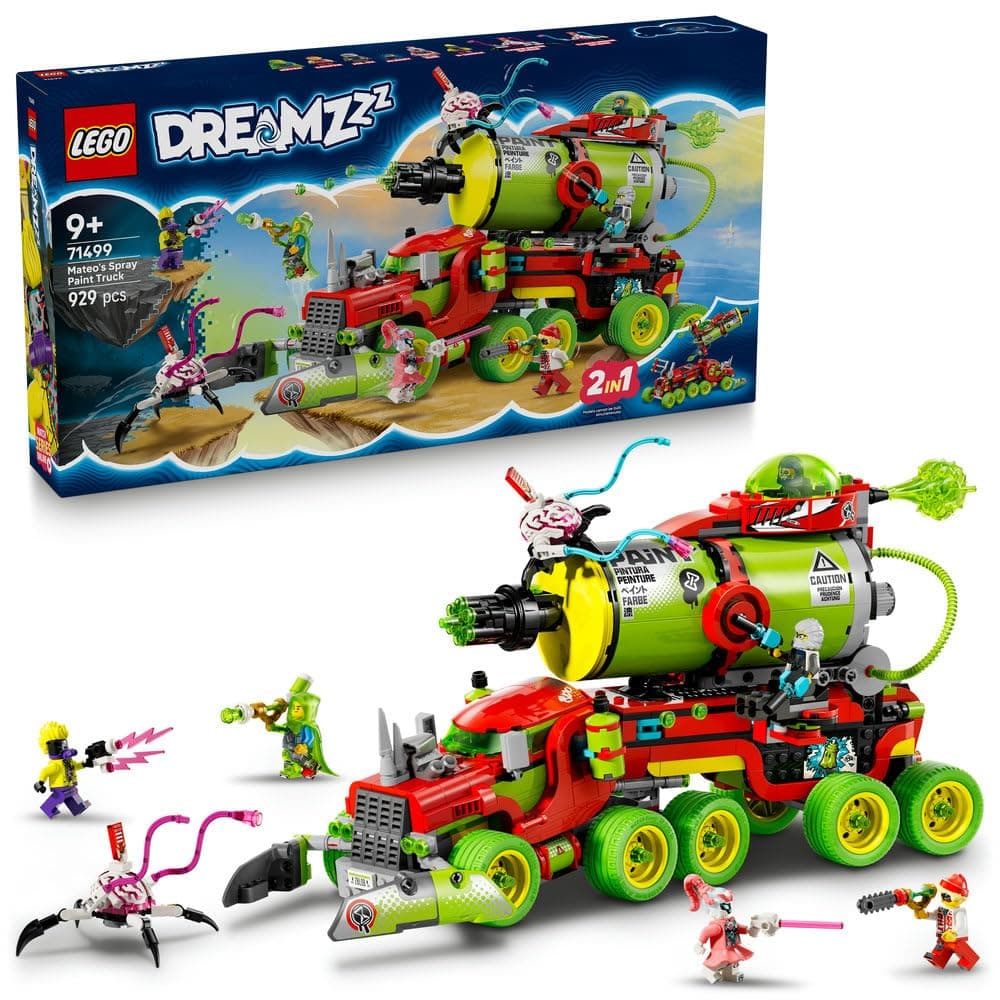LEGO DREAMZzz Mateo's Spray Paint Truck 71499 | 2-in-1 Truck Toy, 2 Building Modes & 5 Minifigures incl. Cooper, Creative Set, Gift for 9+ Year Old Boys & Girls, 929 Pieces