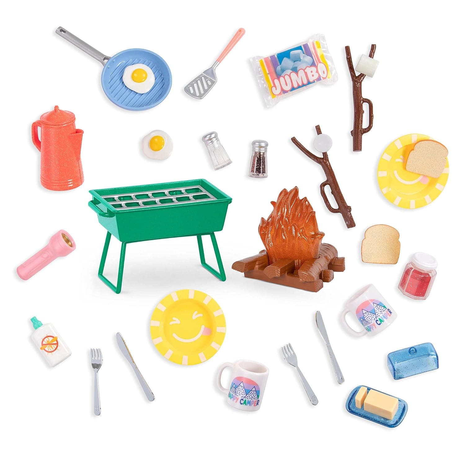 Glitter Girls – 14-Inch Doll Accessories – Campfire & Portable BBQ Grill Set – Marshmallows, Toasting Sticks, and Play Food – 3+ Years– Children’s Toys | Camping Accessory for 36cm Dolls with Bonfire, Portable Grill, Play Food and Kitchen Utensils, 3+ Years