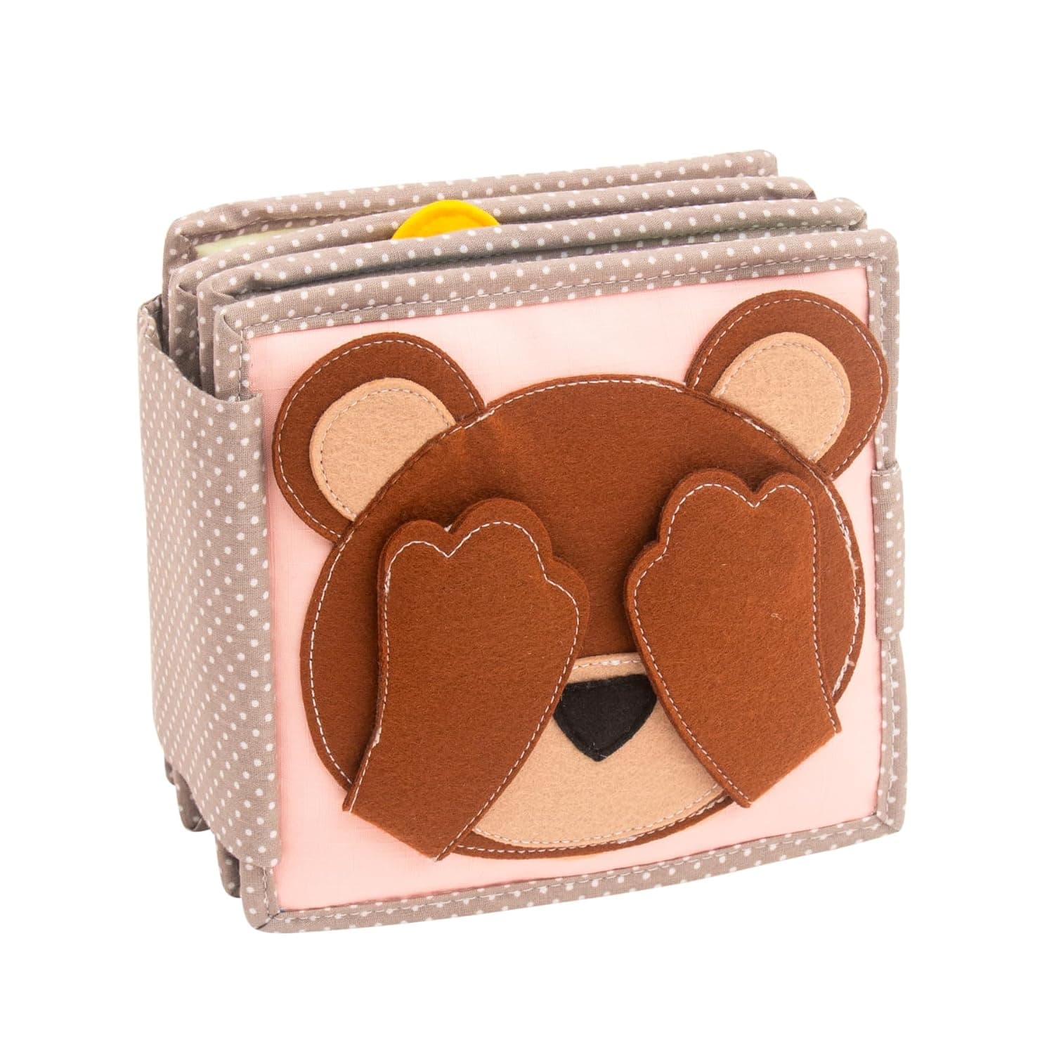 Jolly Designs Mini Quiet Book Peek-a-Boo - Montessori Toy from 6 Months - Promote Motor Skills & Sensory Perception - Fabric Book for Babies - Handmade Felt Book - Perfect for Travel & Travel