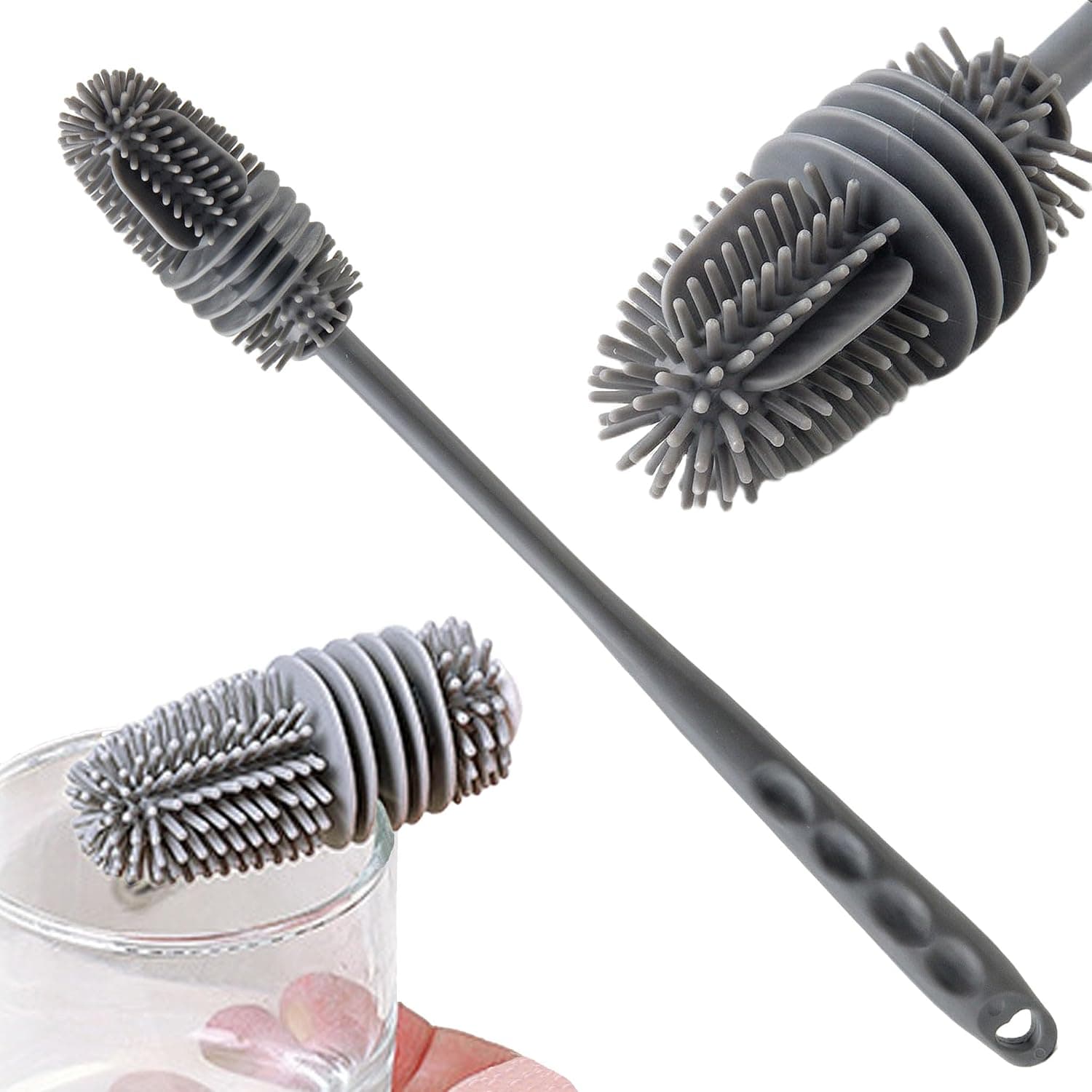 ToolHouse Long Handle Bottle Cleaning Brush – Cup Cleaner for Baby Bottles Water Bottles Sports Bottles Thermos Glassware – No Dead Corner Cleaning Tool – Kitchen Scrubber for Narrow Neck Containers