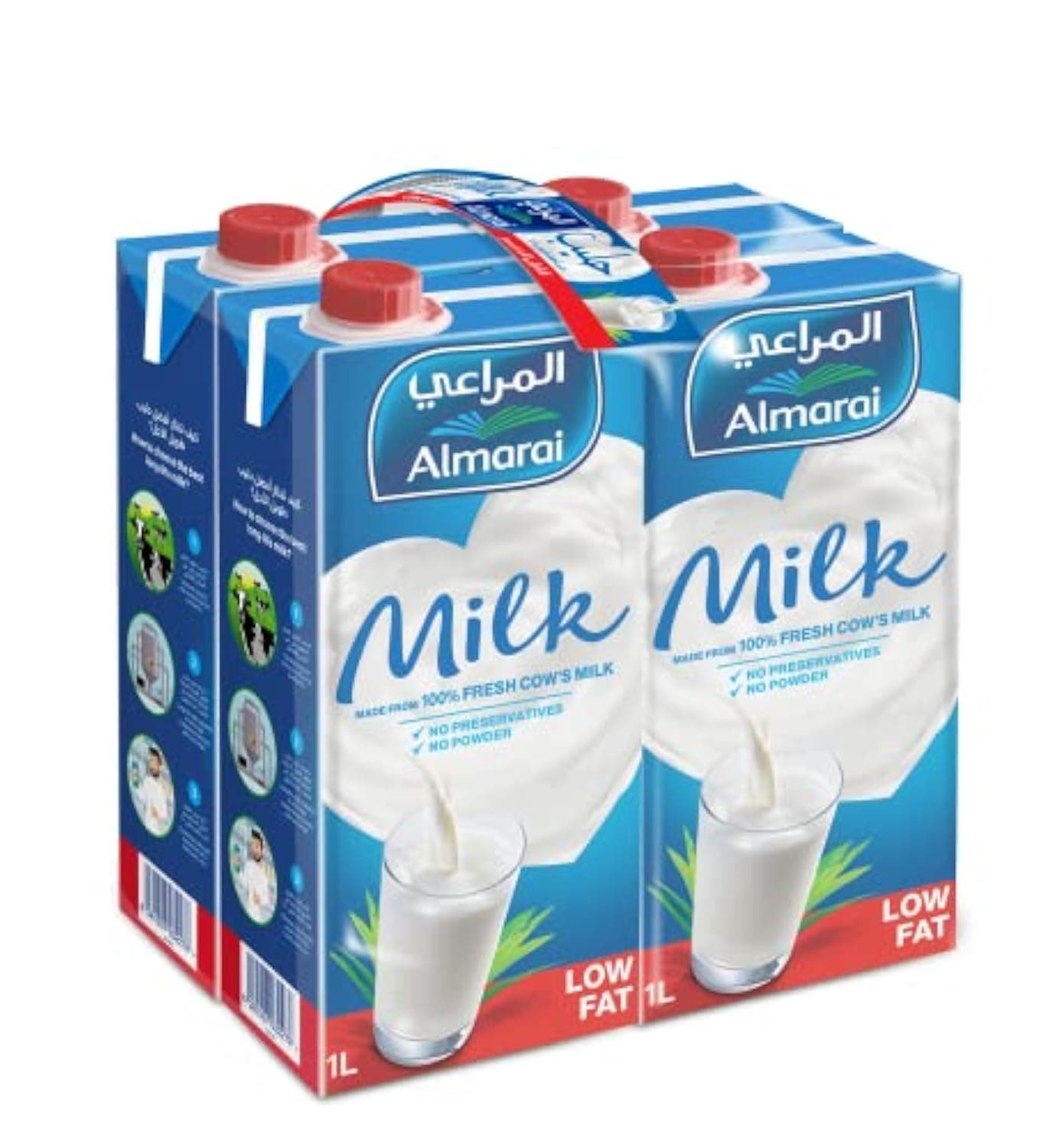 Almarai Low Fat UHT Milk 1 Litre With Added Vitamins, 1 Litre, 4 pieces - Pack of 1