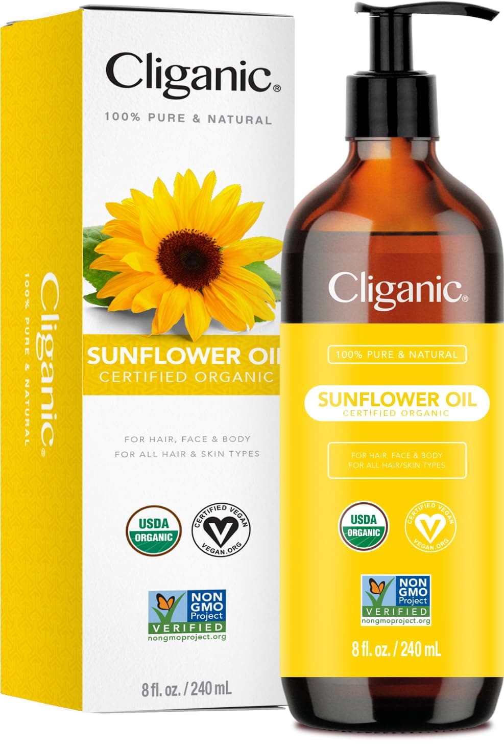 Cliganic Organic Sunflower Oil, 8oz