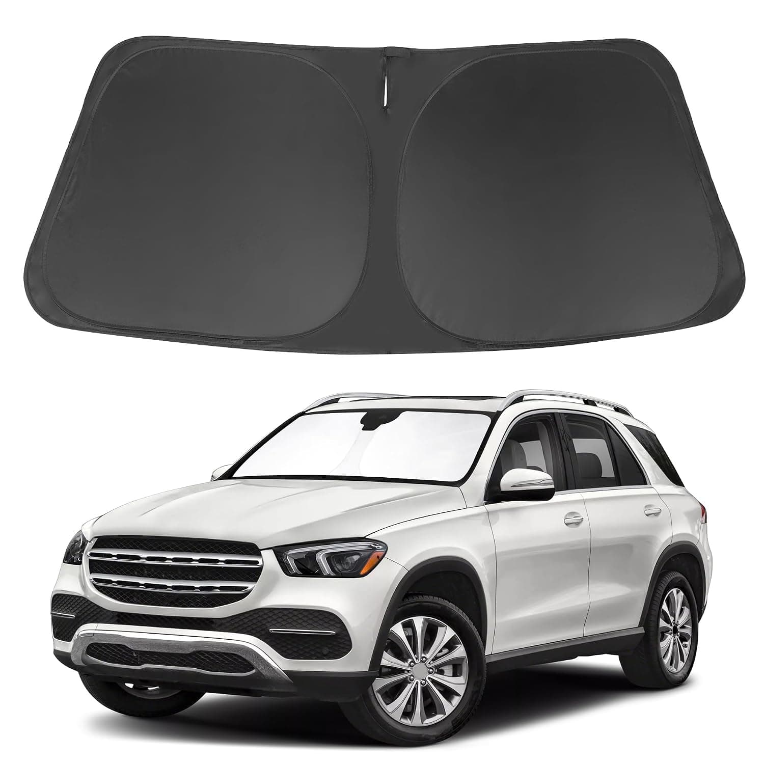 Windshield Sun Shade Compatible with 2020 2021 2022 2023 2024 Mercedes GLE 350 450 Accessories Window Sunshade Sun Visor Protector Keep Car Cool | Full covered, Foldable & Durable, Block UV Rays, Reduce Heat, Easy to install, Keep Car Cooler