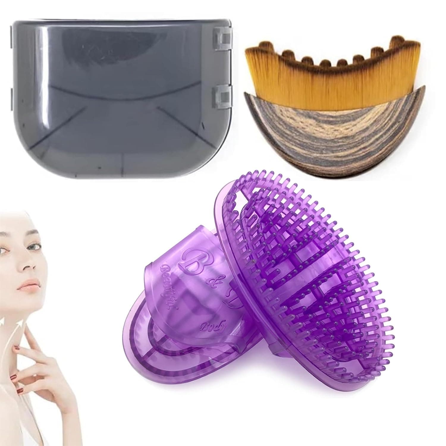 3-Piece Meridian Massage Brush, Lymphatic Brushes Face and Massage Brush Body, Massage Brush Set for Body Massage, Includes Meridian Massage Brush and Lymphatic Brushes Face for Relaxation