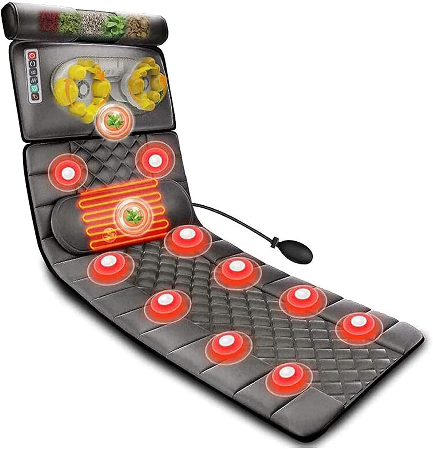 Full Body Massage Mats, Multifunctional Vibration Massage Chair Cushion with 10 Motor, 9 Massage Mode and Heating, for Back Pain, Muscle Ache Relaxation