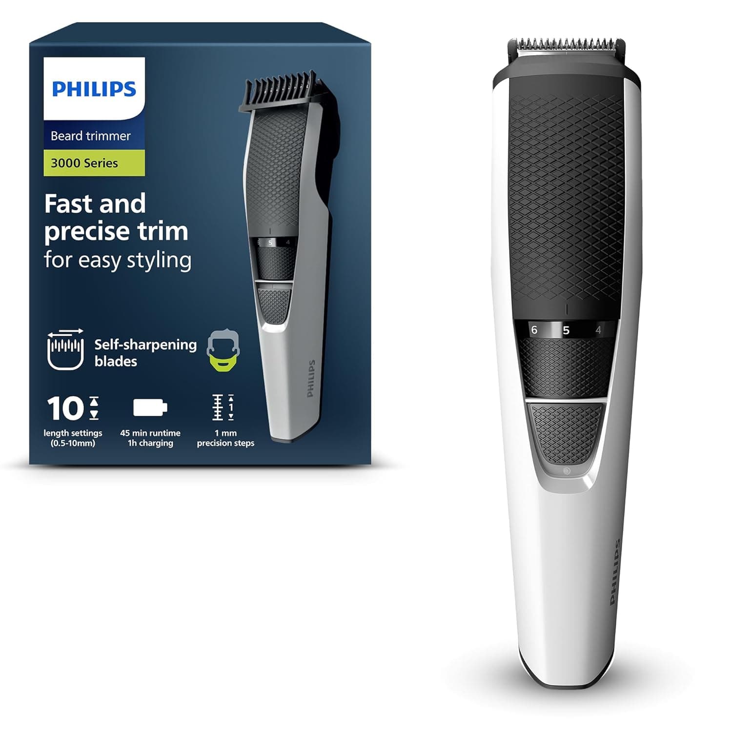 "Philips Beardtrimmer 3000 Series, Beard Trimmer with Lift & Trim Technology (model BT3206/14)"