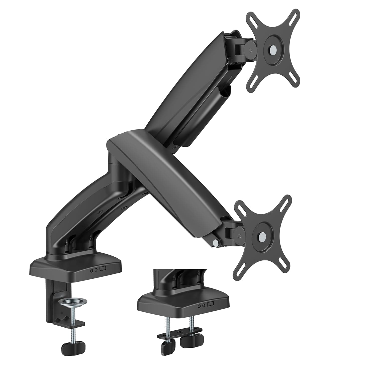 INFINIARC Dual Monitor Arm with Mechanical Spring, Fits 17 to 32 Inch Screens, Curved Monitor Support, 2 to 9kg Weight Capacity per Arm, 450mm Extension, 180° Rotation – Black