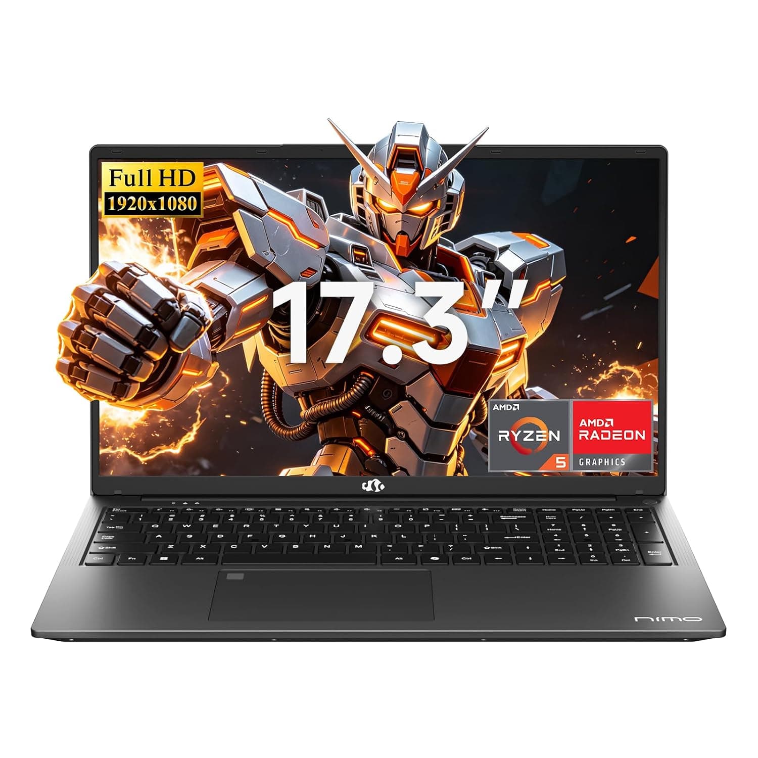 NIMO 17.3" FHD IPS Gaming Laptop, Ryzen 5 6600H 32GB DDR5 RAM 1TB SSD (Beat i7-1165G7 Up to 4.5GHz) Radeon 660M GPU with 100W Type-C Backlit Keyboard Fingerprint