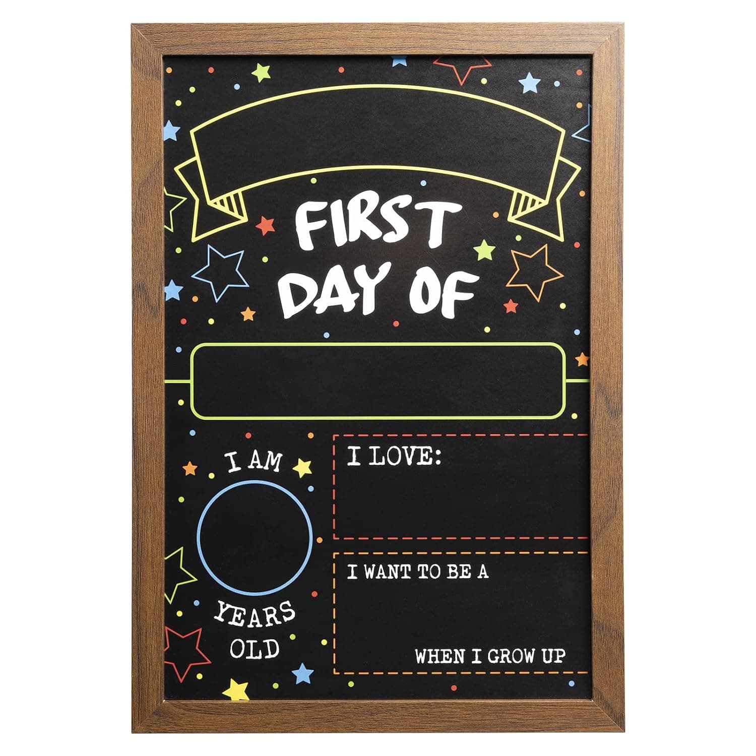 GSM Brands First Day Last Day of School Double Sided Sign with Frame (Reusable Dry Erase Board for Liquid Chalk Markers - 9.17" x 13.27") | Double Sided and Reusable - For use with Liquid Chalk Markers