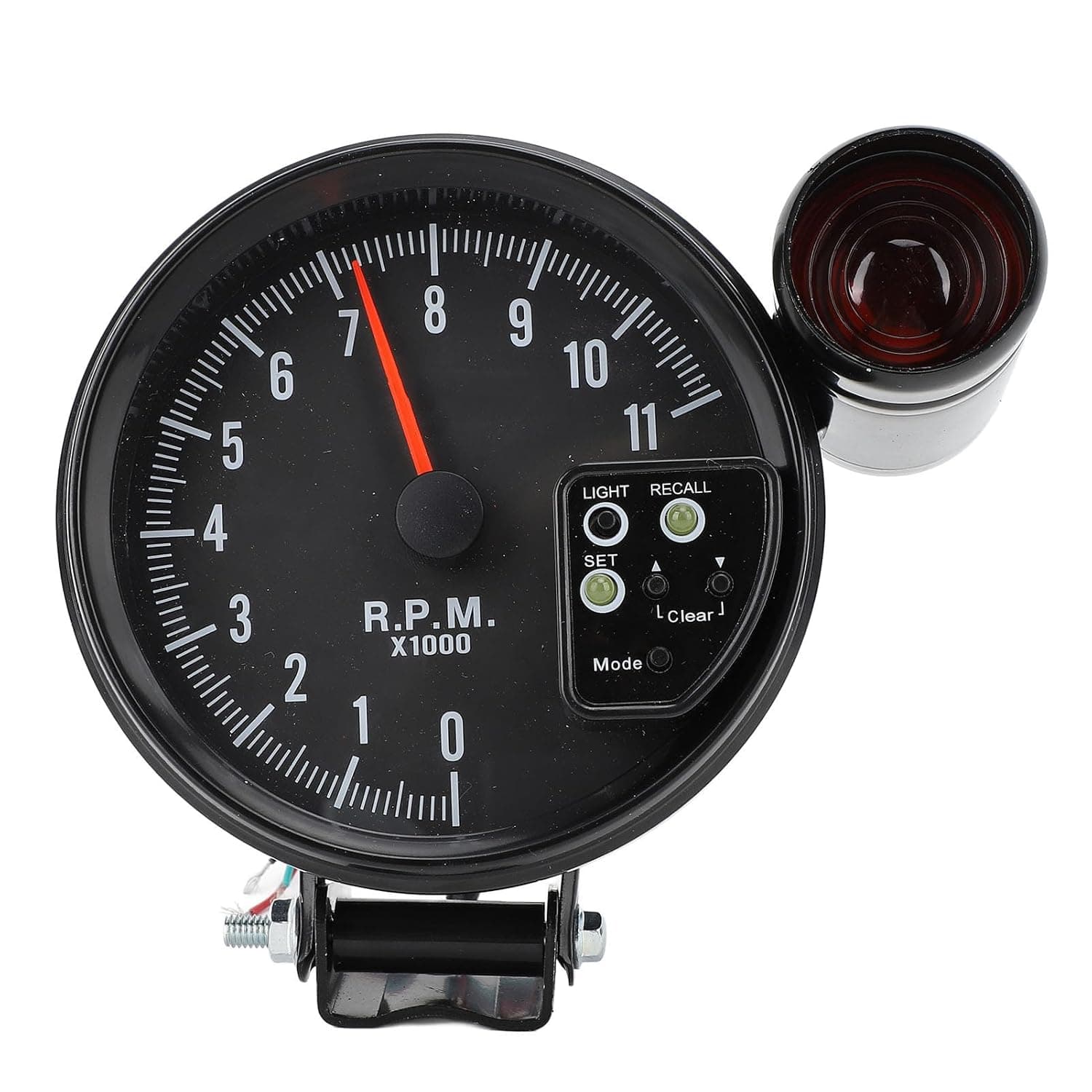 Luocute Tachometer, 7 Color LED 12V 11K RPM Gauges Rev Counter with LED Shift Light for 4 6 8 Cylinder Vehicles