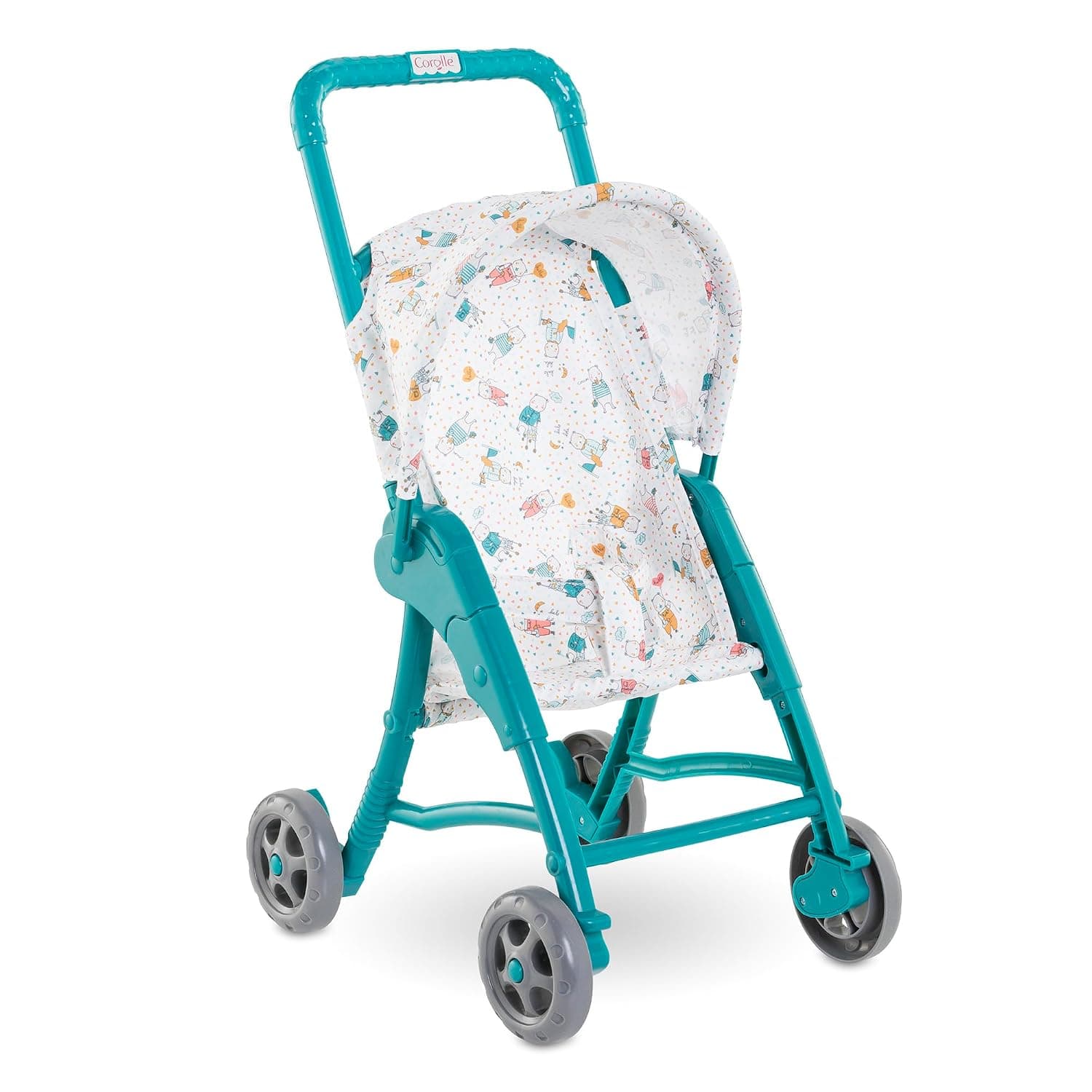 Corolle Baby Doll Stroller with Folding Canopy - Teal - Mon Premier Poupon Accessories Fit 12" Dolls - for Kids Ages 18 Months and up