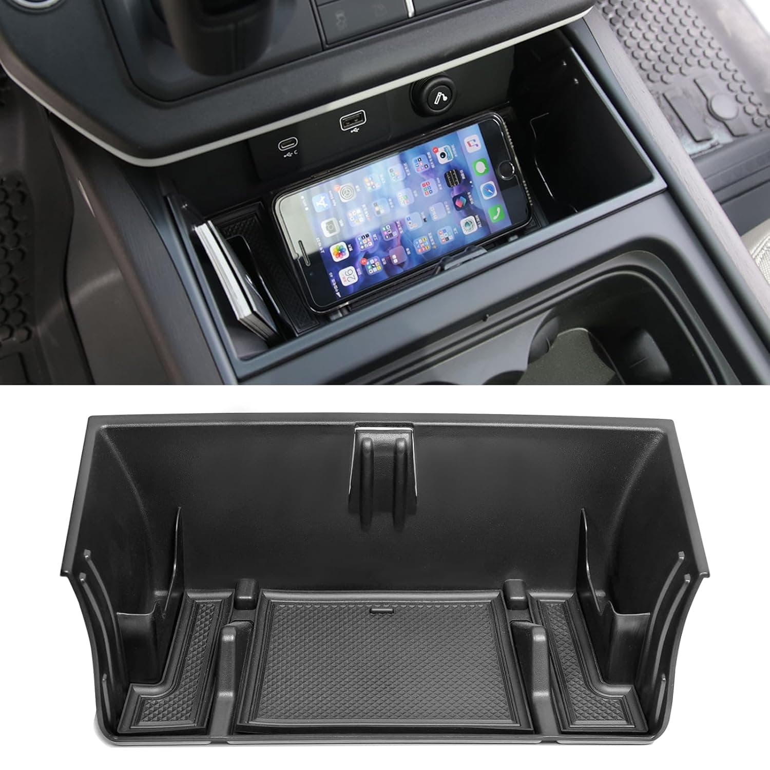 " for Land Rover Defender Accessories 2020-2022 Center Console Organizer Tray for Defender 90 110 130 2021 Interior Storage Box with Glasses Shelf/Phone Stand/Cards Slot (Gear Shift Organizer)