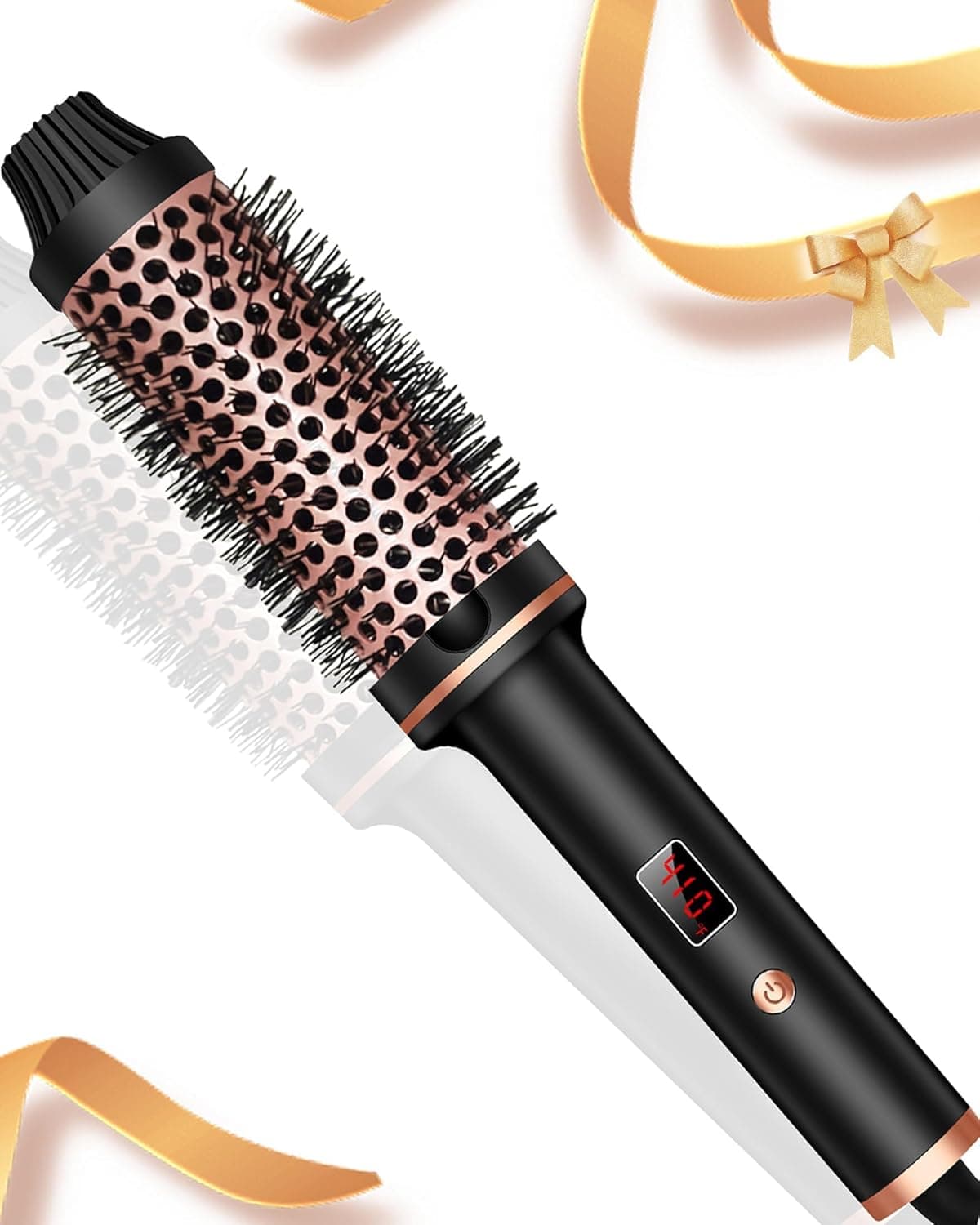 1.5 Inch Thermal Brush Curling Iron Brush, Volumizing Brush Heated Round Brush Ceramic Tourmaline Ionic Curling Comb Dual Voltage Travel Curling Iron with Brush, 10 Temperature Settings LCD Display