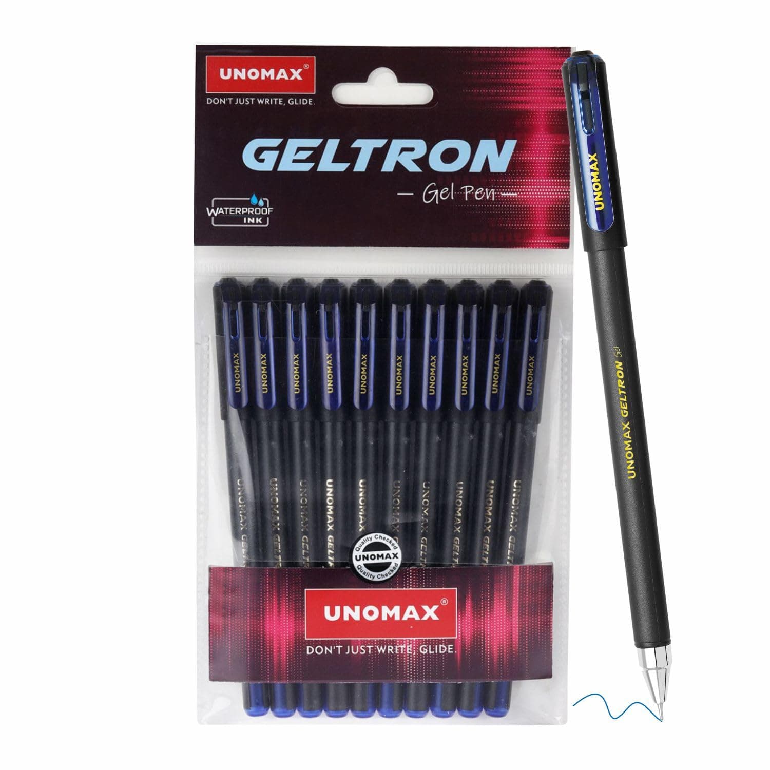 Unomax Geltron Gel Pen Pack Of 10 (Blue)