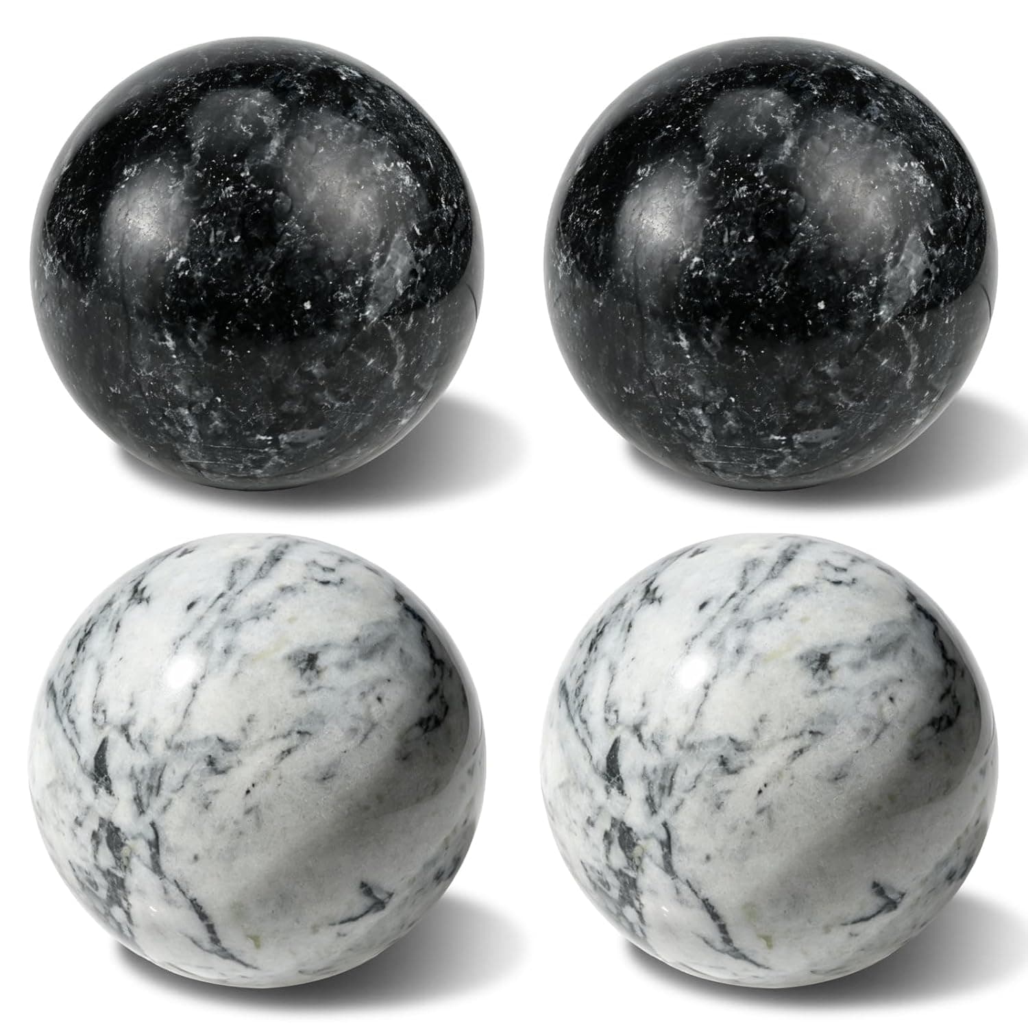 4-Piece Jade Handball Set, 5 cm Qi Gong Balls, Sound Balls, Jade Baoding Massage Balls Balls Qigong Ball for Relaxation Hand Massage Stress Relief (Black Green)
