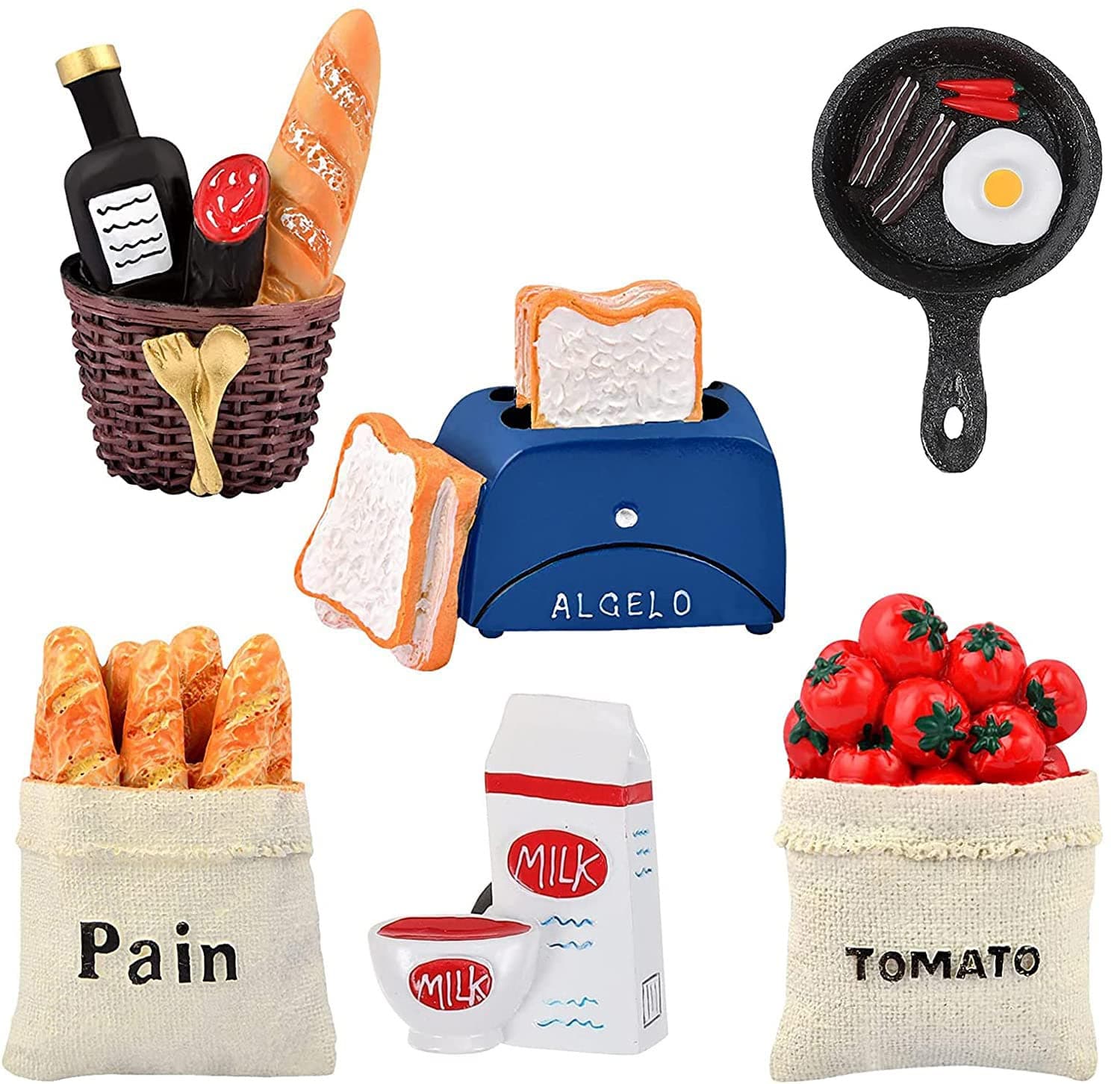 6 PCS Refrigerator Magnets, Resin Magnet Refrigerator Stickers, Refrigerator Magnetic Decor Stickers, Cute Food Cartoon Fridge Magnetic, for Refrigerators, Home, Classroom Whiteboards Decoration