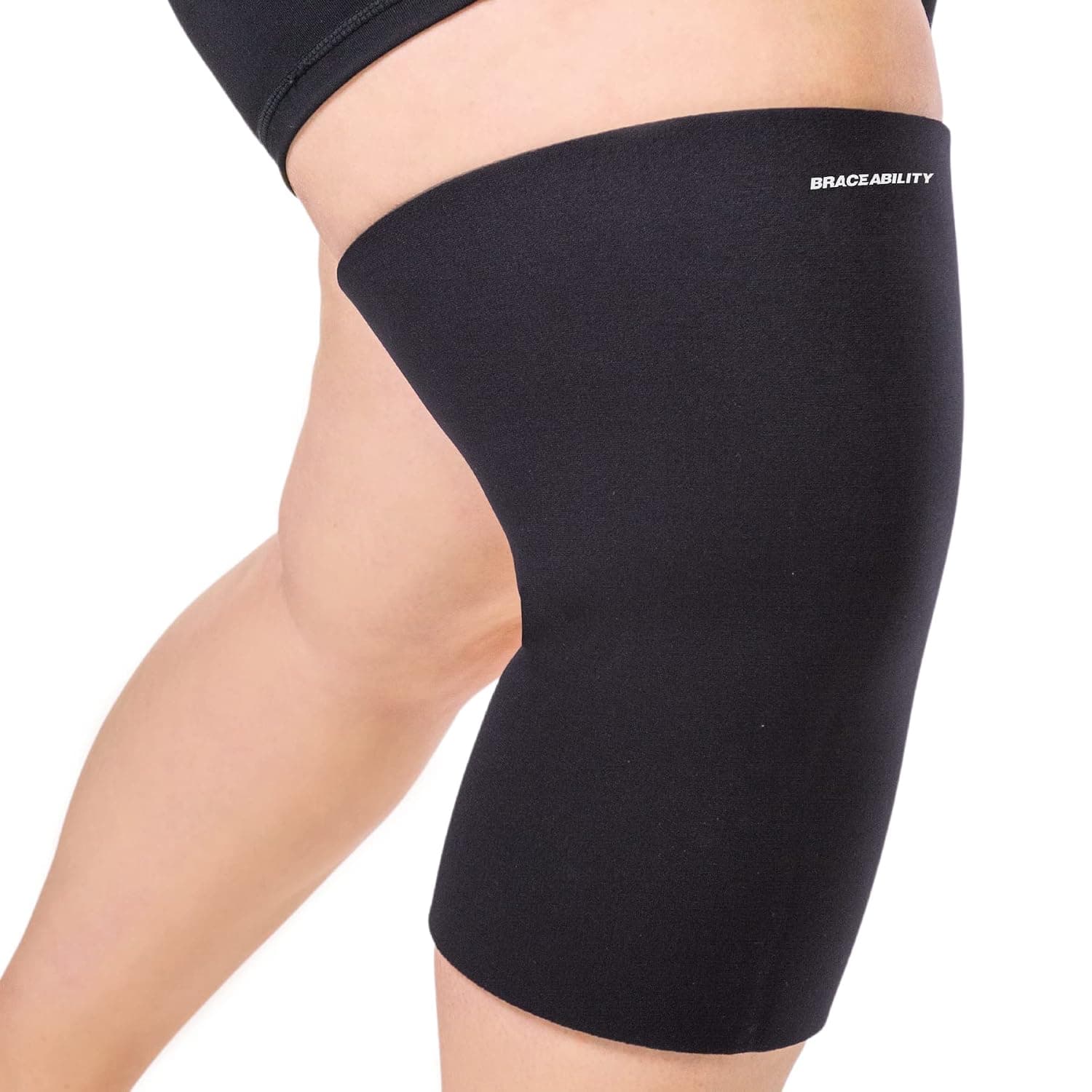 BraceAbility Plus Size Neoprene Knee Sleeve - 5X Bariatric Compression Support Brace for Women's or Men's Arthritis Joint Pain Relief and Treatment, Fitting Big Legs and Obese Thighs (5XL)