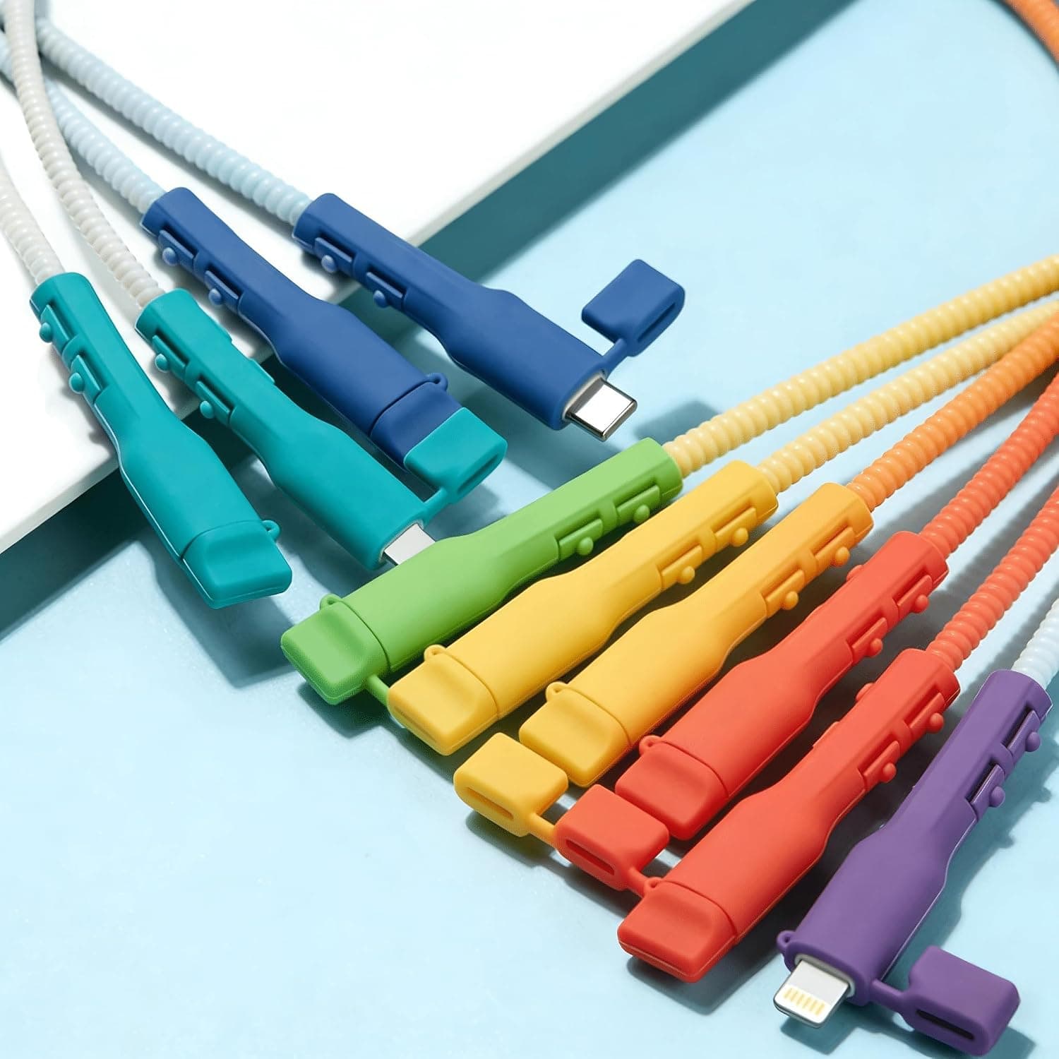 6PCS Cable Protector Sleeve, Anti-Break Charging Cord Organizer, Compatible with USB-C Laptops, Tablets & Phones