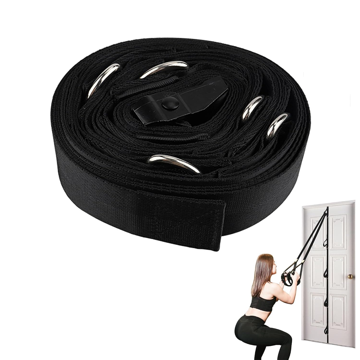 long teng Upgraded Door Anchor Strap for Resistance Bands, Workout Resistance Band Door Anchor with Portable Storage Bag, Secure Multi Point Anchor Gym for Home Fitness(Bands Not Include)
