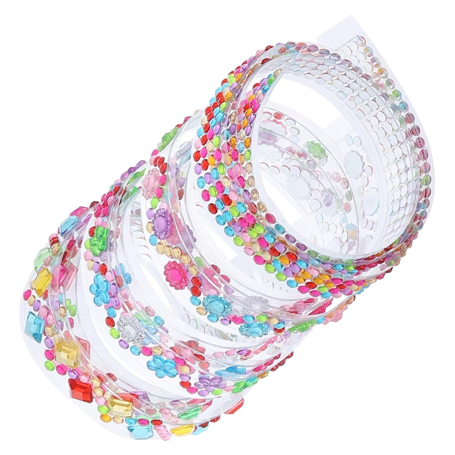 4 Rolls Acrylic Rhinestone Gems Tape - Sparkly Self-Adhesive Bling Stickers for DIY Craft Supplies, Gift Wrapping, Scrapbooking, Party Decoration, Home Decor, and Jewelry Embellishment Strips