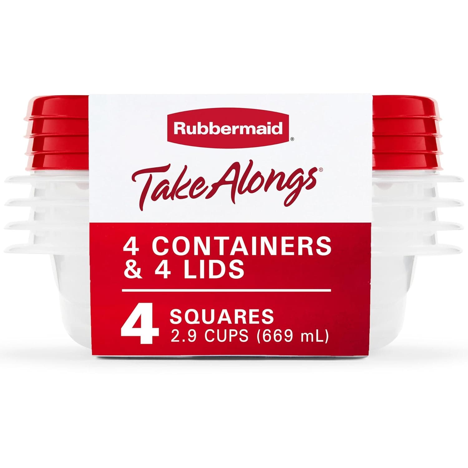 RUBBERMAID SQUARE FOOD STORAGE CONTAINERS 2.9 CUP 4-PK.