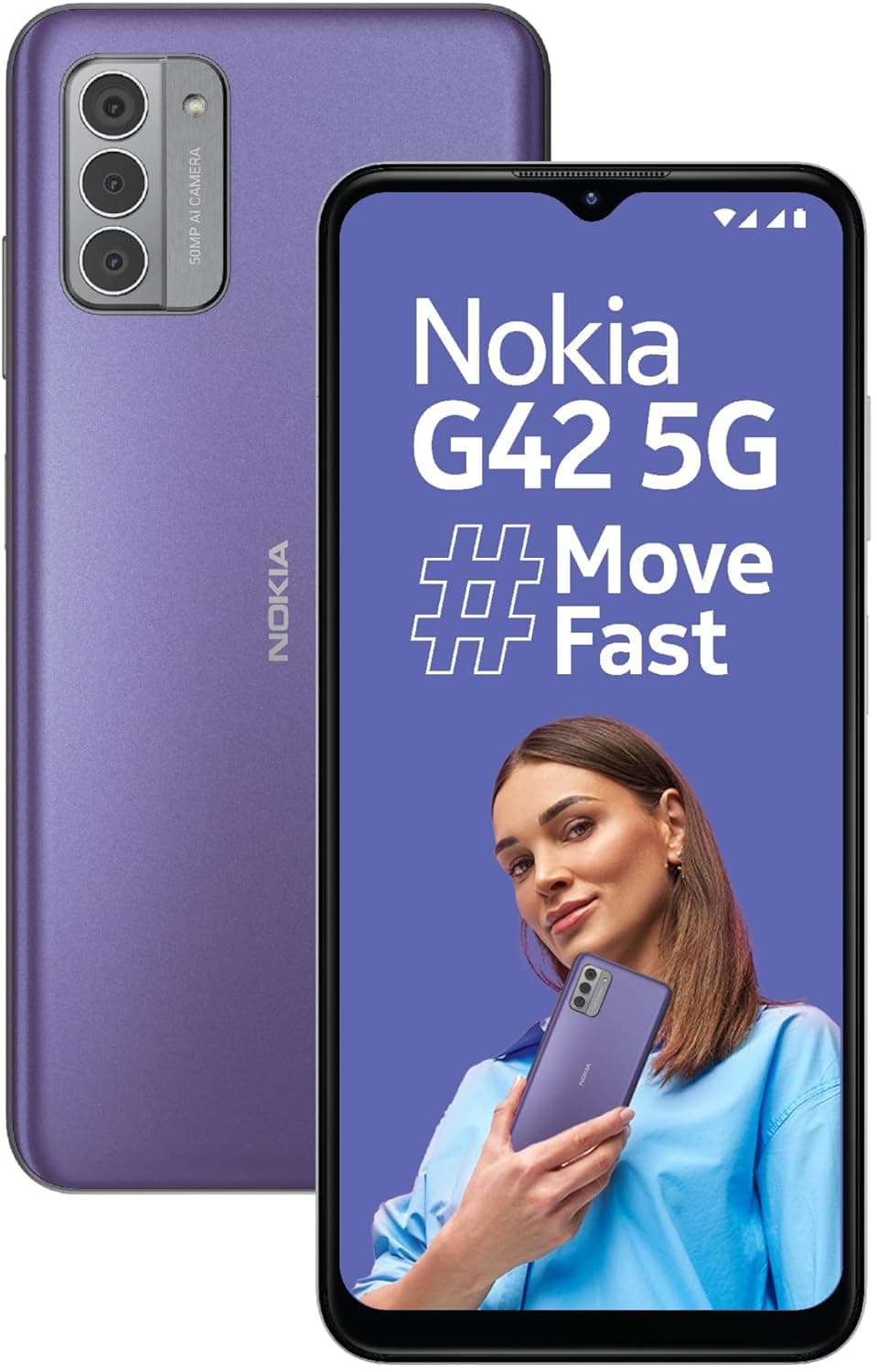 Nokia G42 5G | Snapdragon® 480+ 5G | 50MP Triple AI Camera | 16GB RAM (8GB RAM + 8GB Virtual RAM) | 256GB Storage | 5000mAh Battery | 2 Years Android Upgrades | 20W Fast Charger Included | So Purple